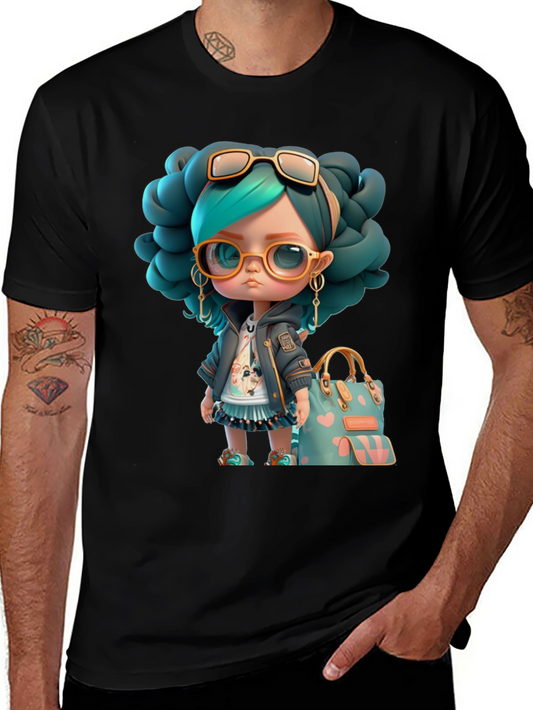 Cartoon Girl Graphic T-Shirt