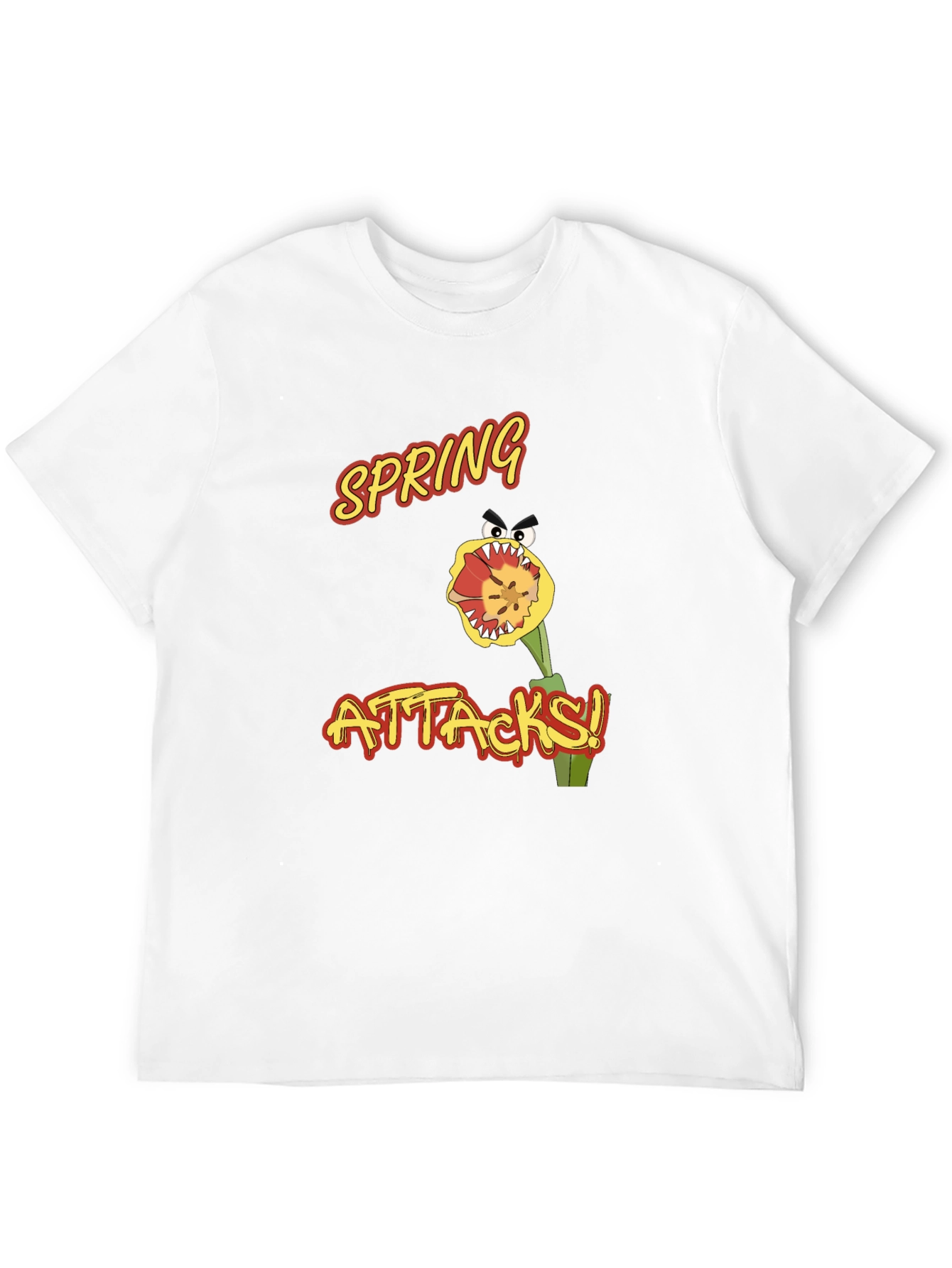 Spring Attacks! Graphic Print Black T-Shirt