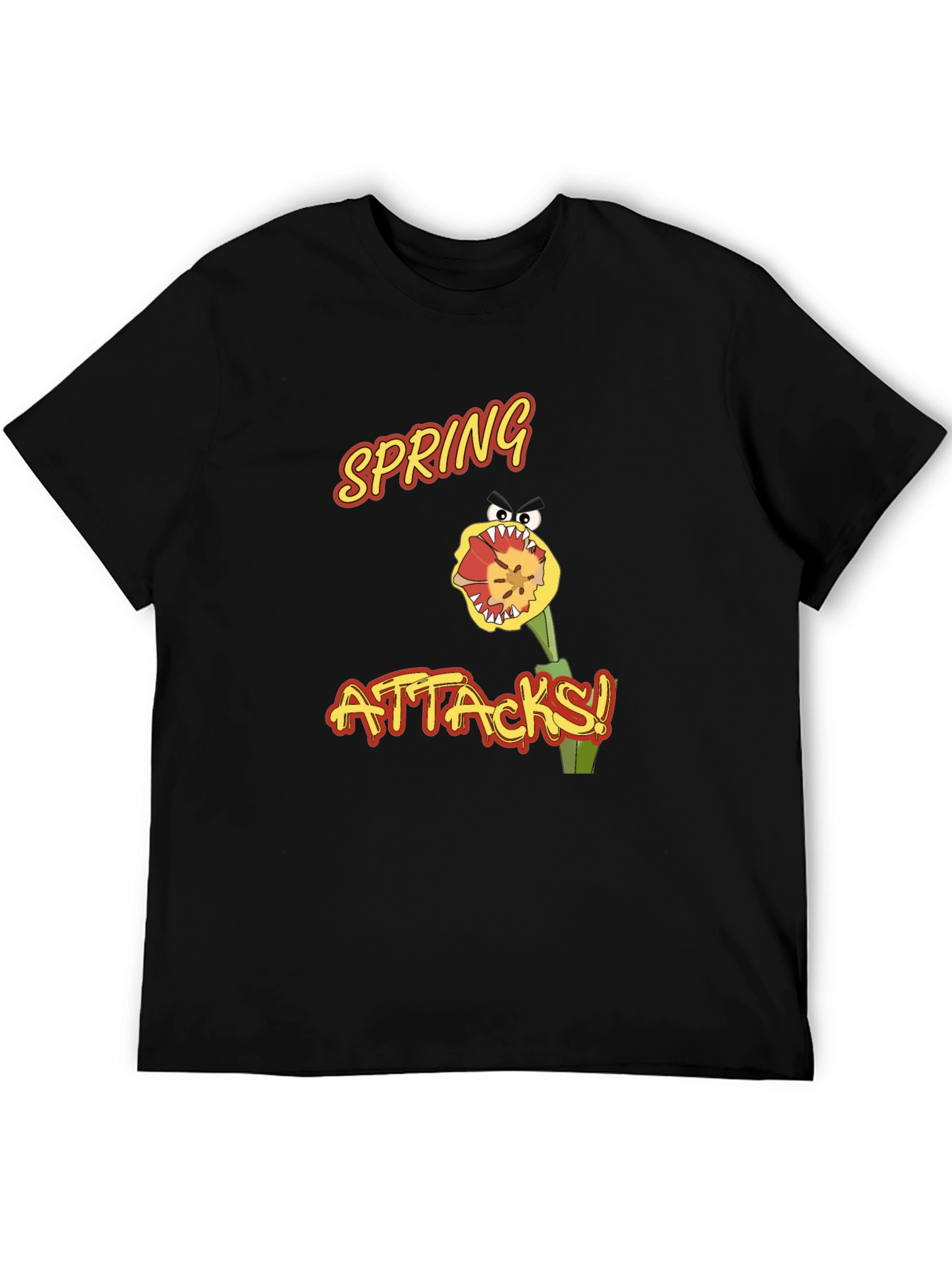 Spring Attacks! Graphic Print Black T-Shirt