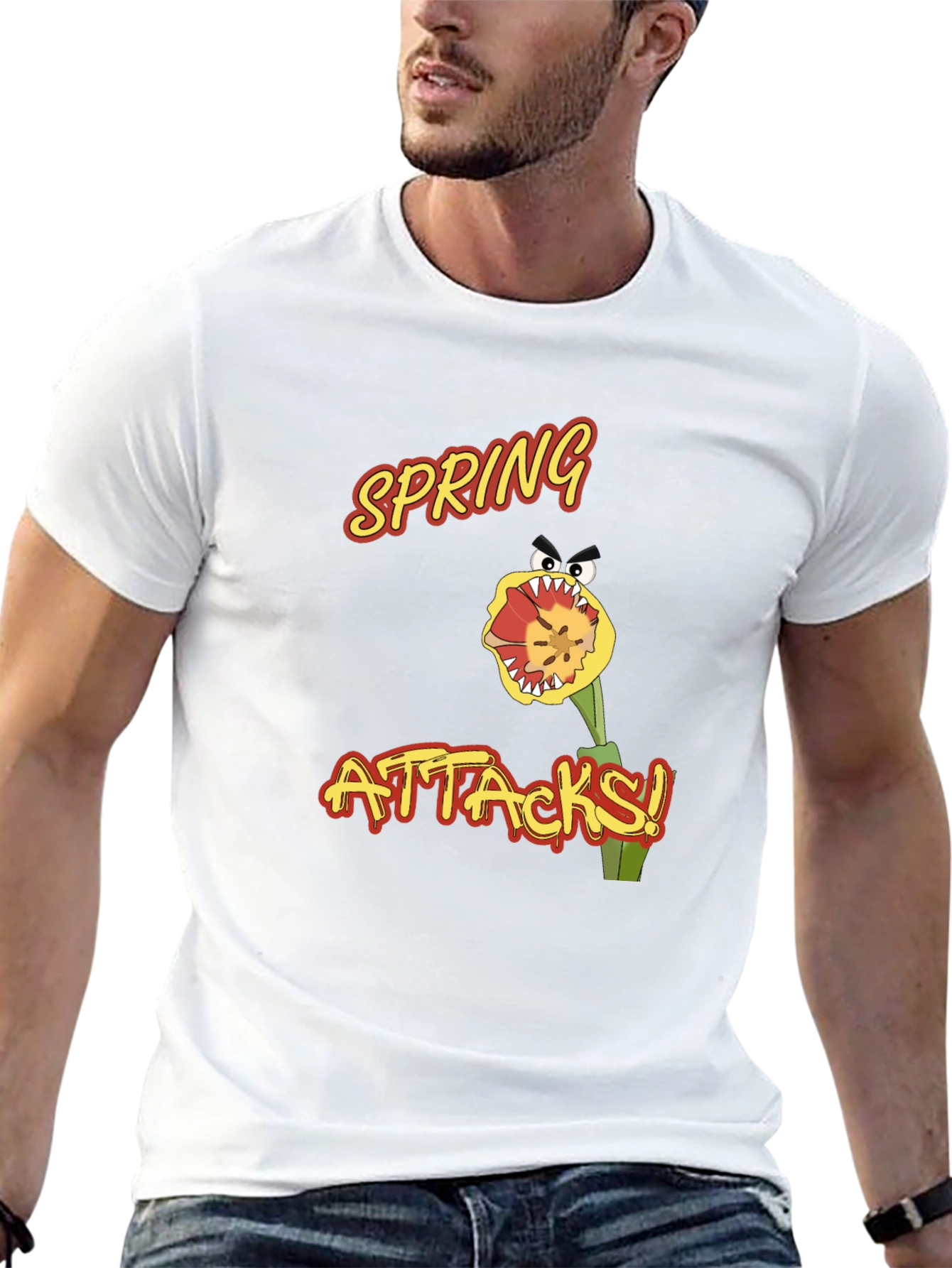 Spring Attacks! Graphic Print Black T-Shirt