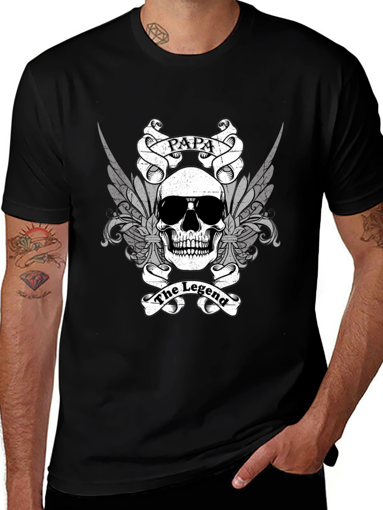 Papa The Legend Skull Graphic T-Shirt
