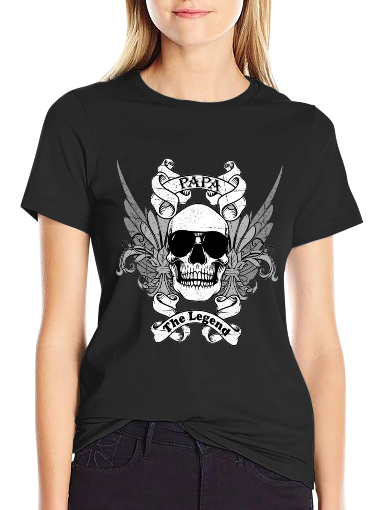 Papa The Legend Skull Graphic T-Shirt