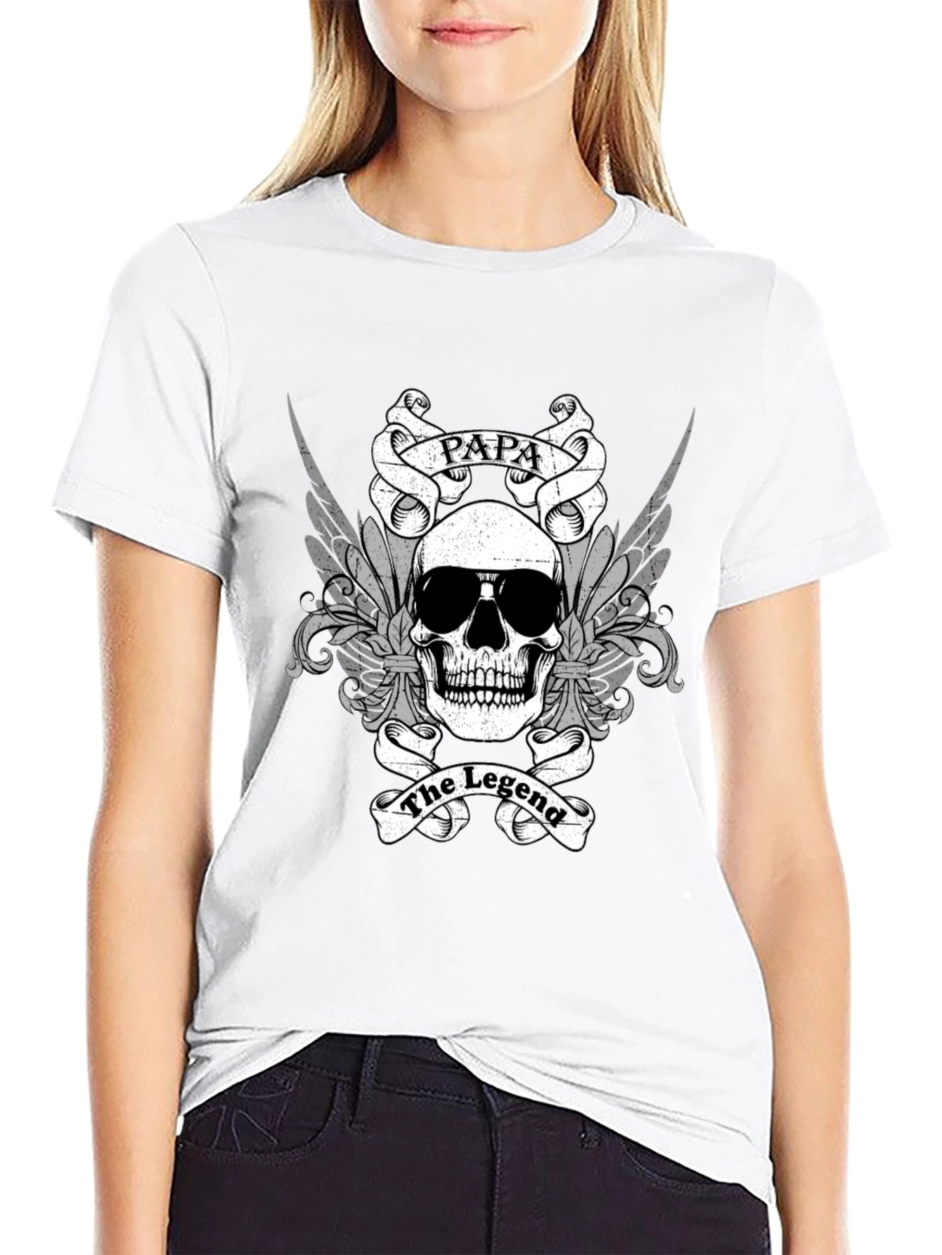 Papa The Legend Skull Graphic T-Shirt