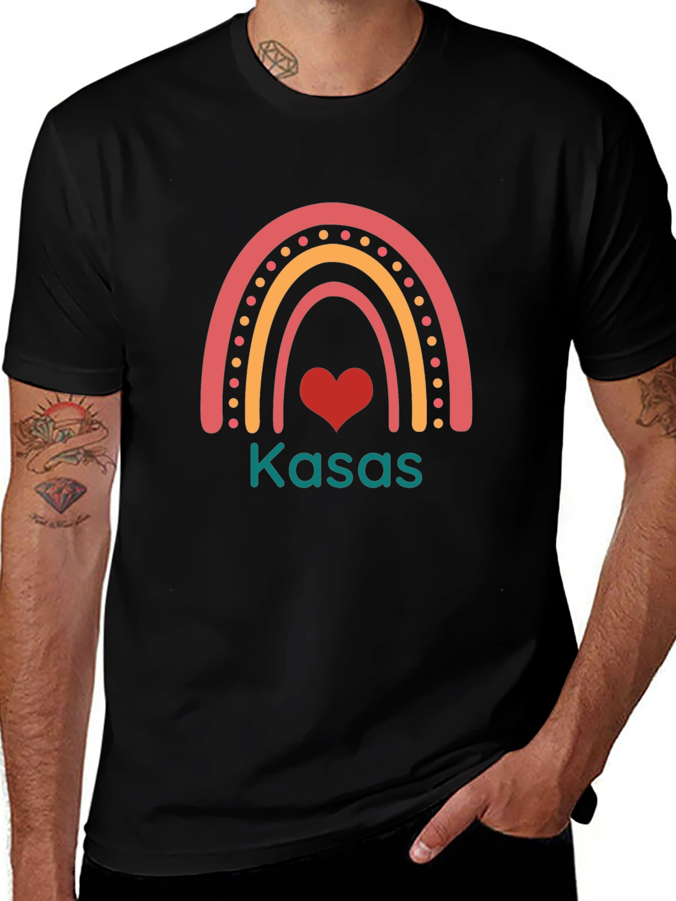 Rainbow Heart Custom Name T-Shirt