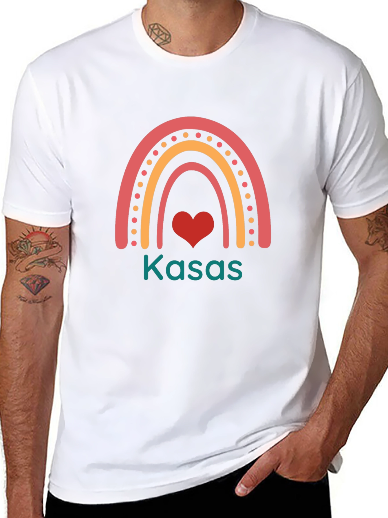 Rainbow Heart Custom Name T-Shirt