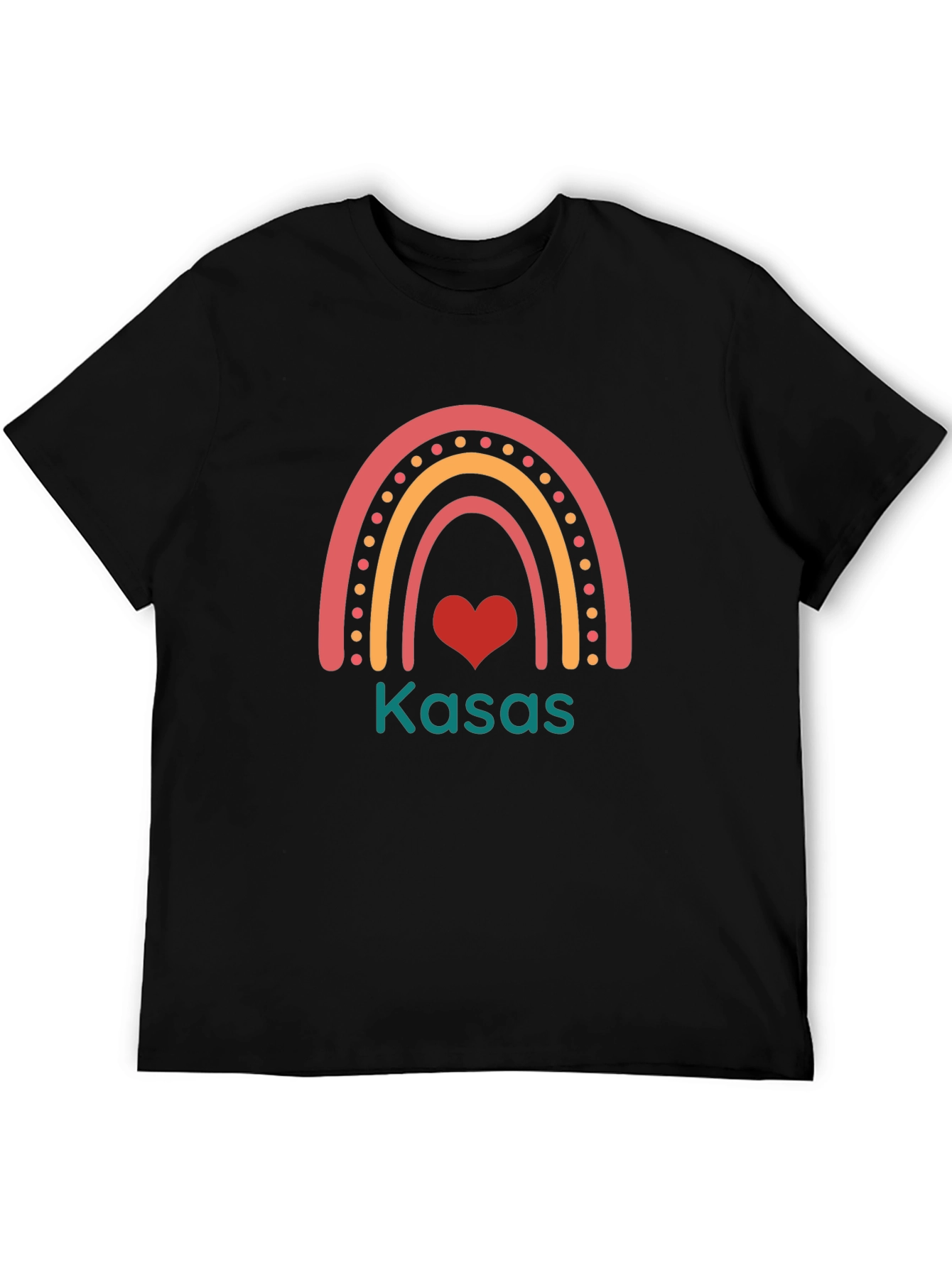Rainbow Heart Custom Name T-Shirt