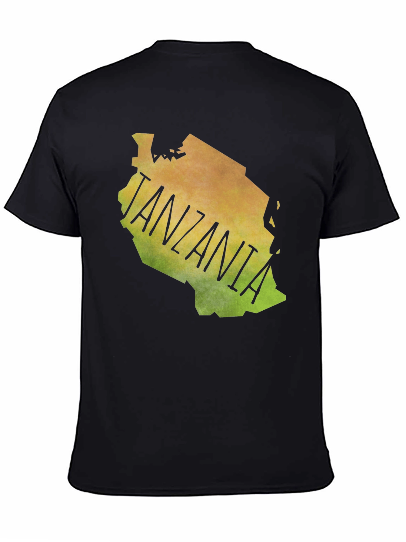 Tanzania Map Graphic Print Black Tee Shirt
