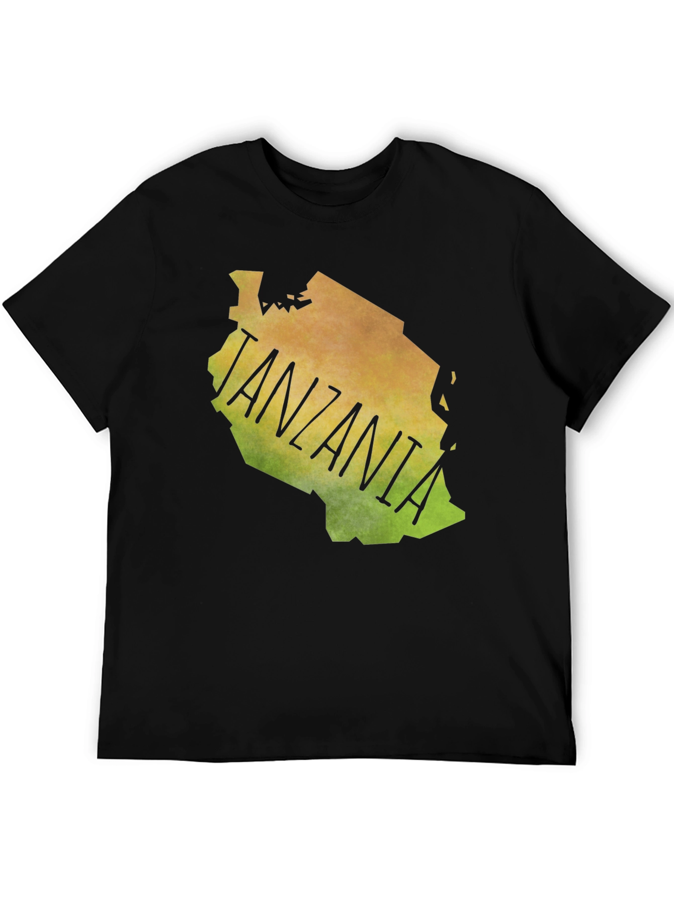 Tanzania Map Graphic Print Black Tee Shirt