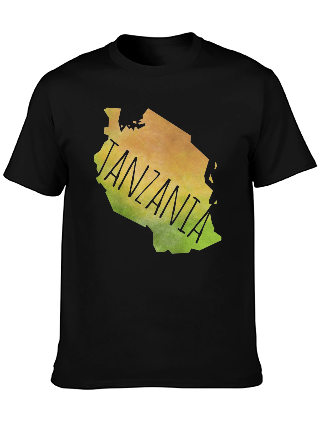Tanzania Map Graphic Print Black Tee Shirt
