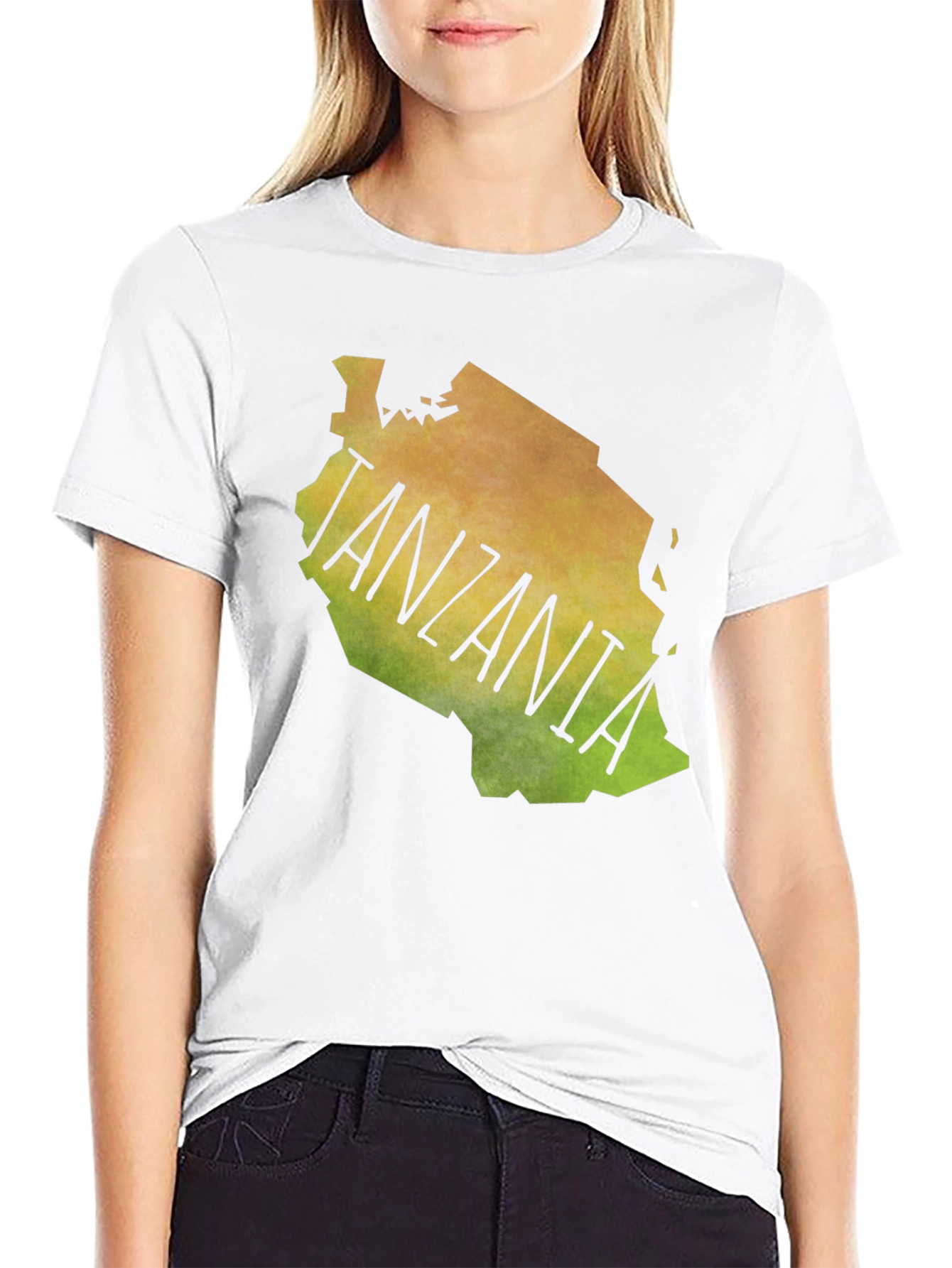 Tanzania Map Graphic Print Black Tee Shirt