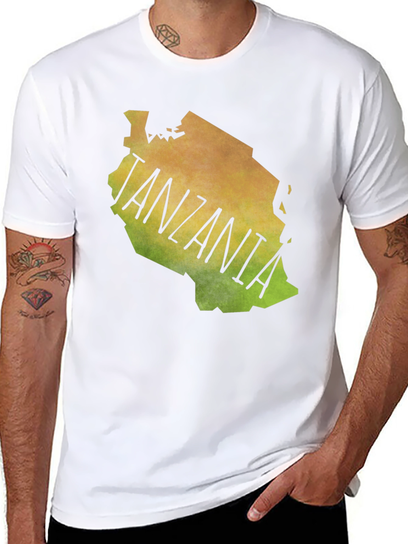 Tanzania Map Graphic Print Black Tee Shirt