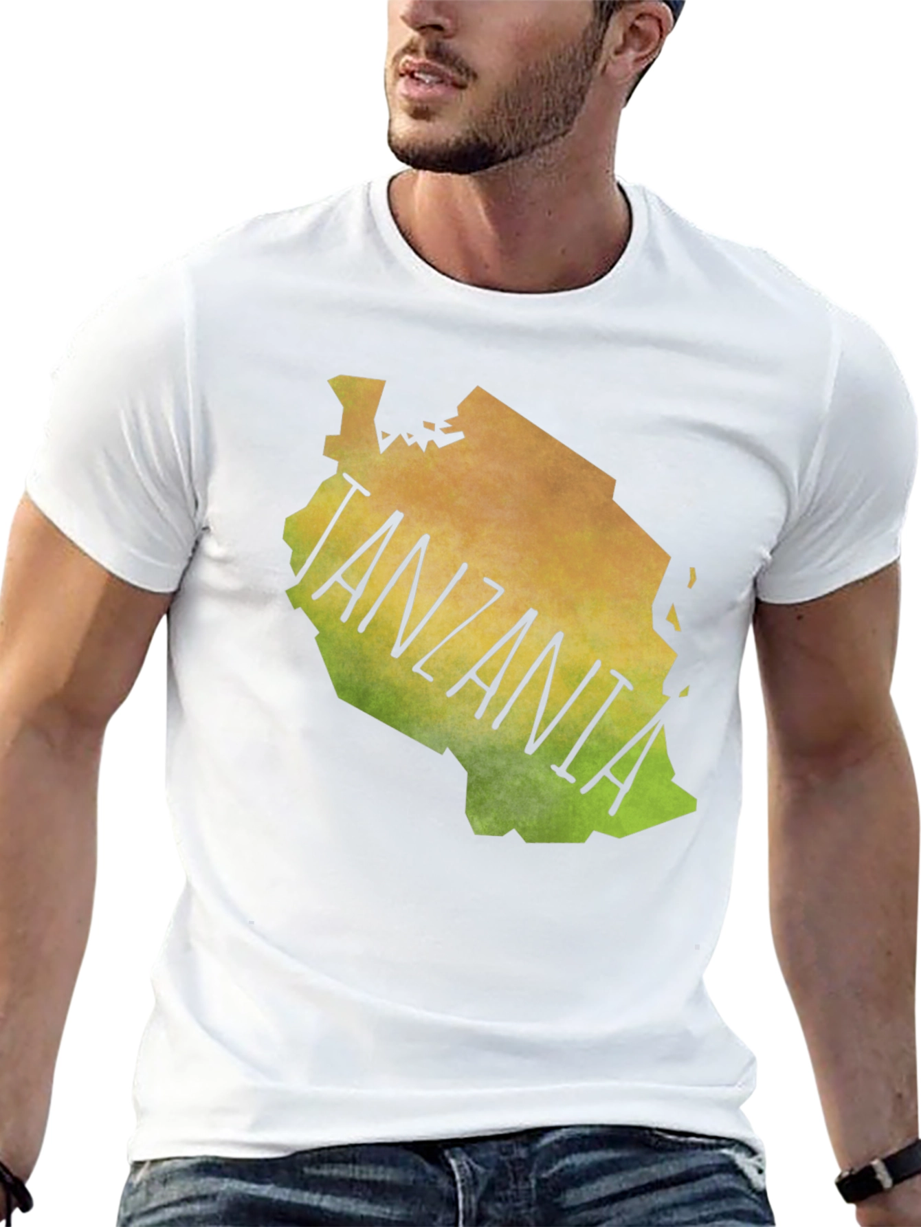 Tanzania Map Graphic Print Black Tee Shirt