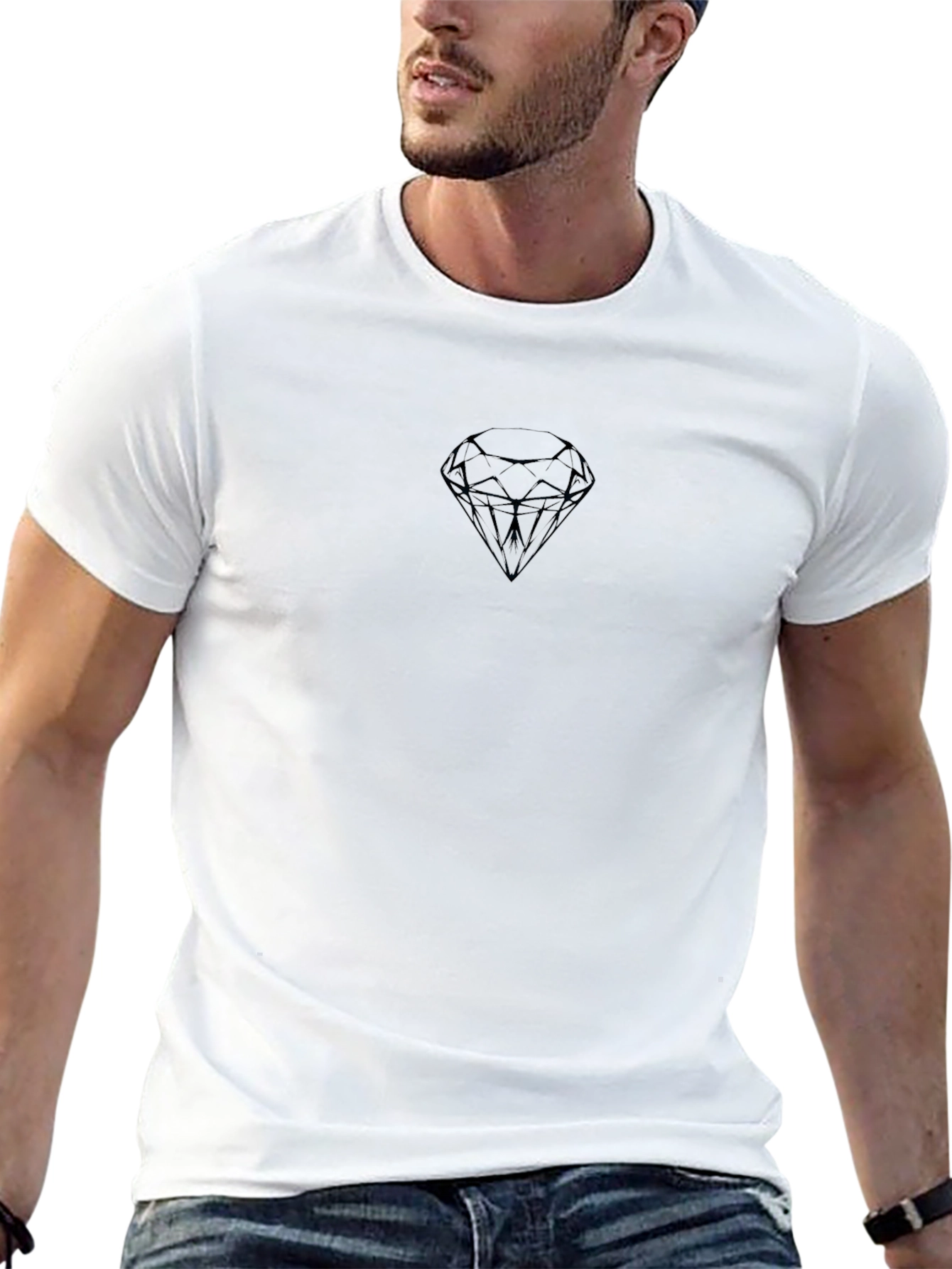 Diamond Graphic Tee - Sleek Black Cotton