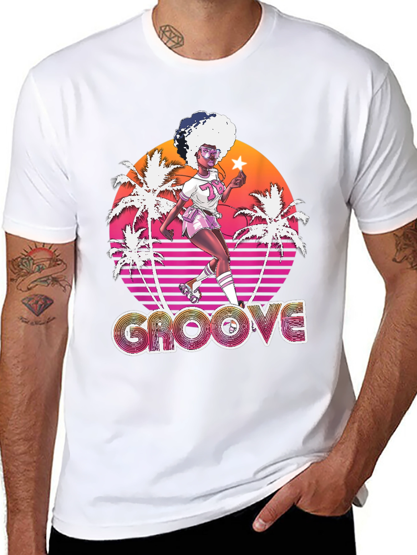 Retro Groove T-Shirt - 70s Roller Skate Design