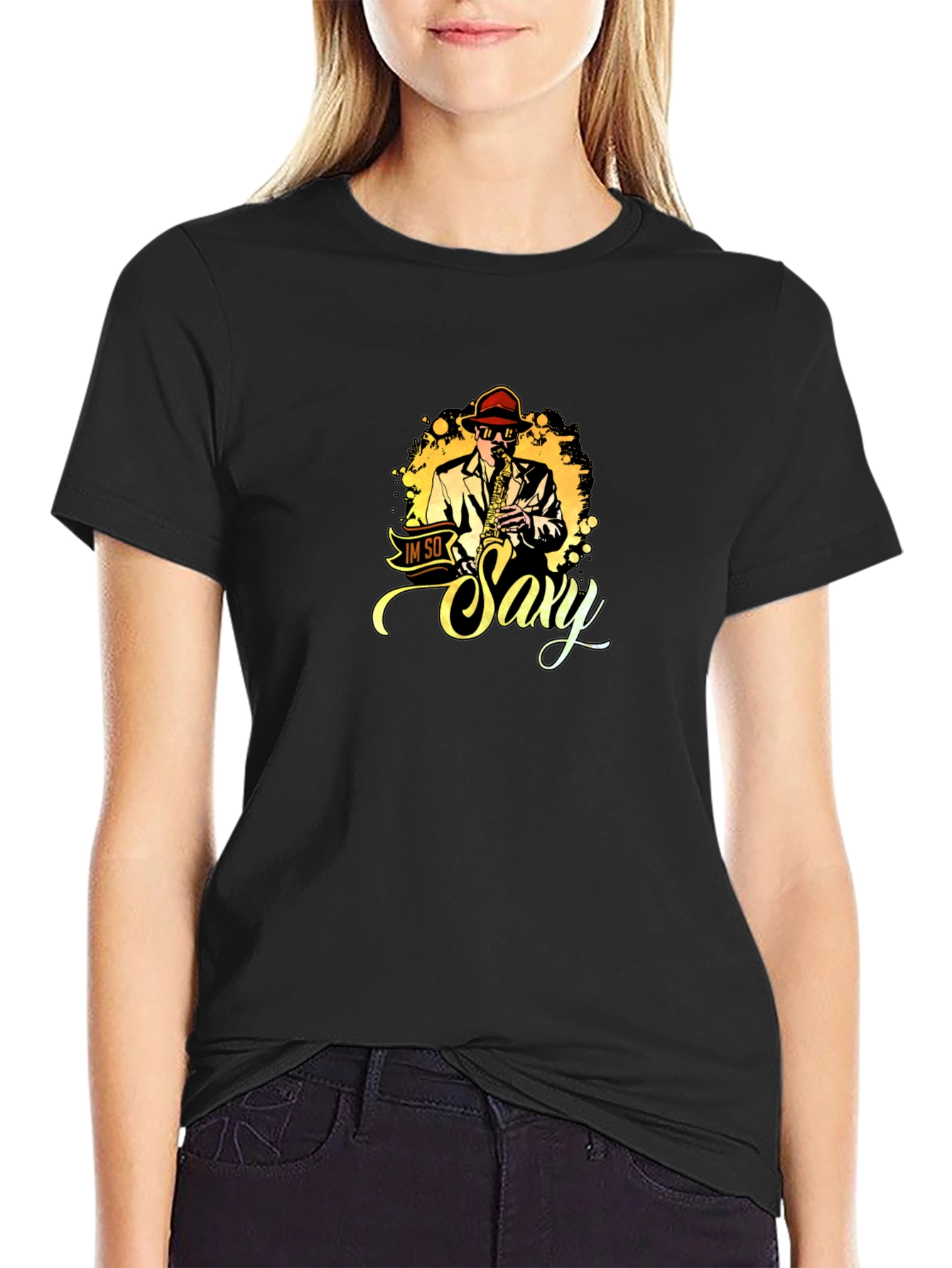 Im So Saxy T-Shirt Black Cotton Graphic Tee