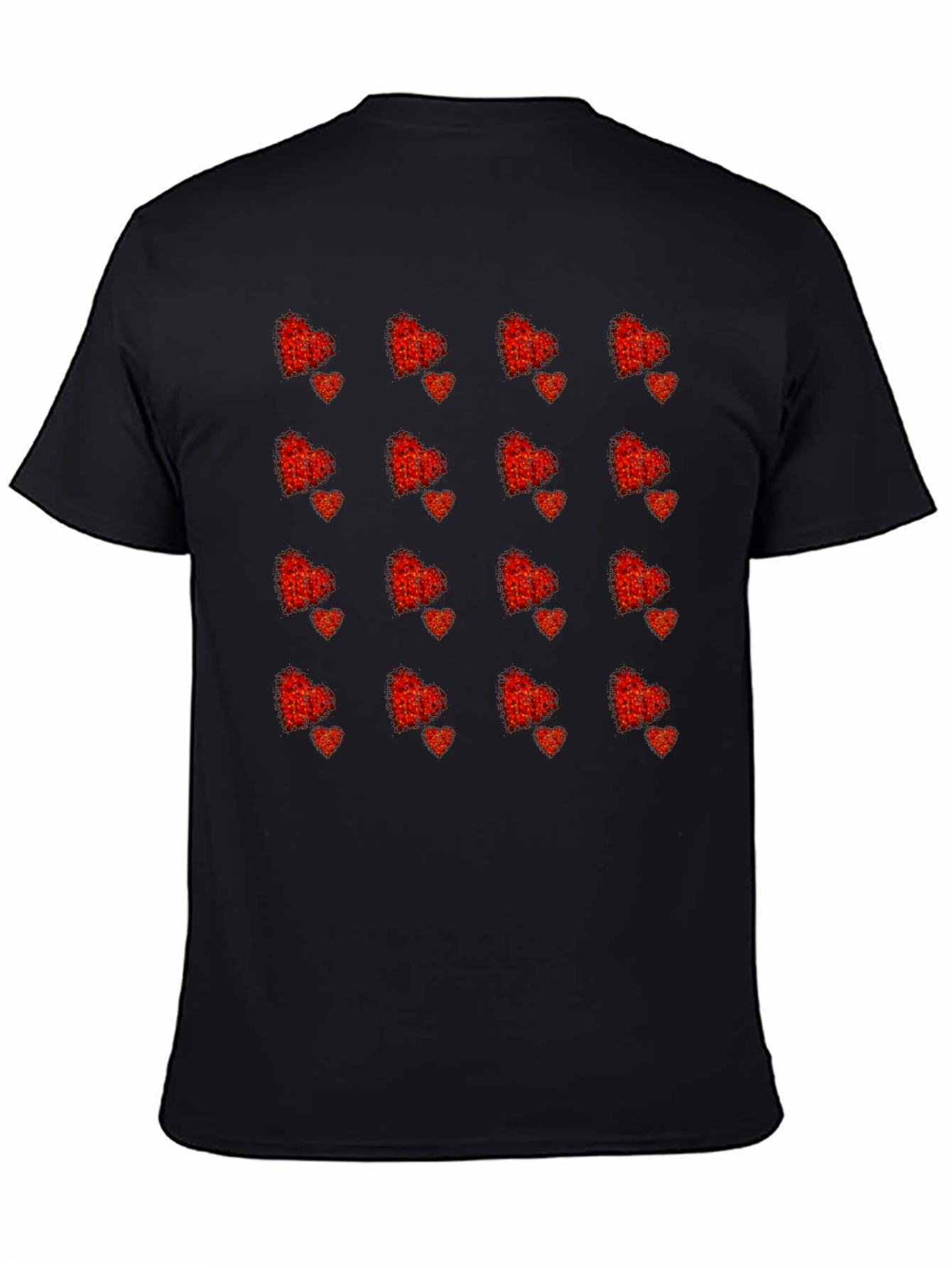 Heart Pattern Tee - Stylish Black T-Shirt