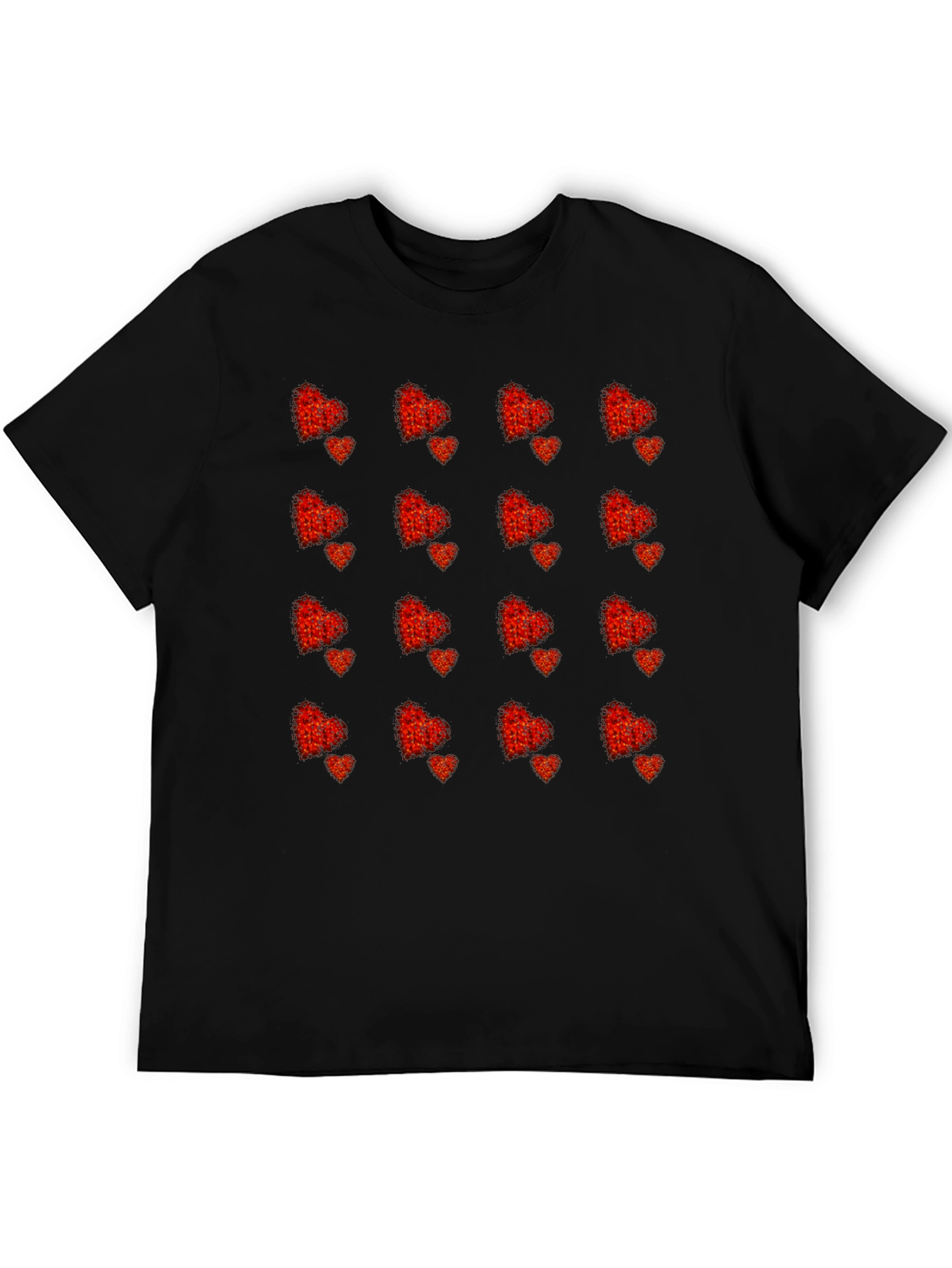 Heart Pattern Tee - Stylish Black T-Shirt