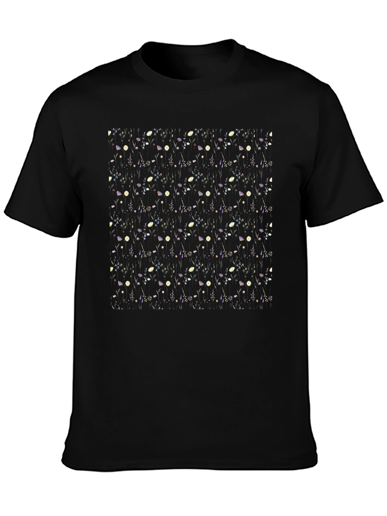 Floral Pattern Black T-Shirt | Unique Design