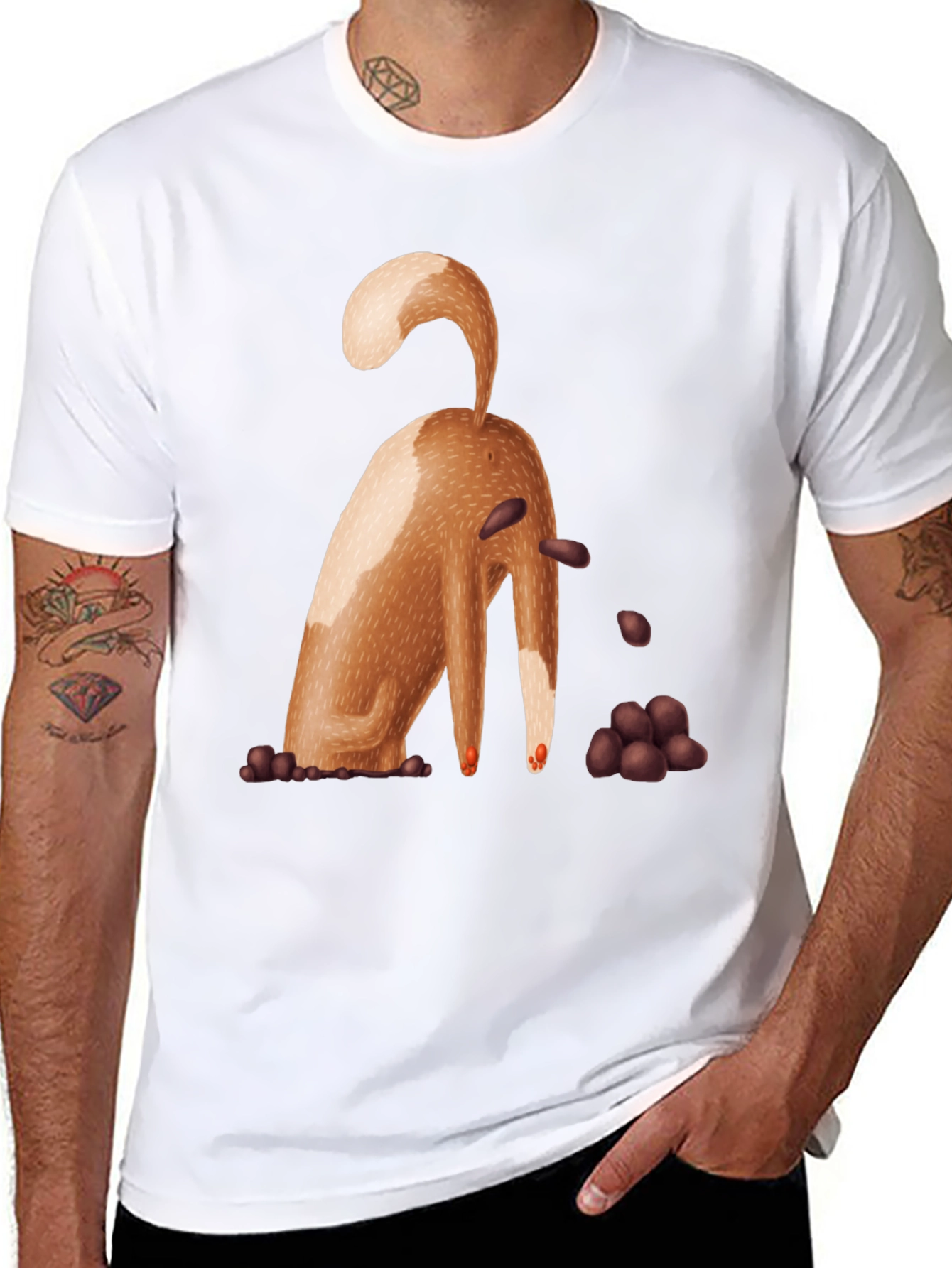Funny Dog T-Shirt - Brown Puppy Digging Design