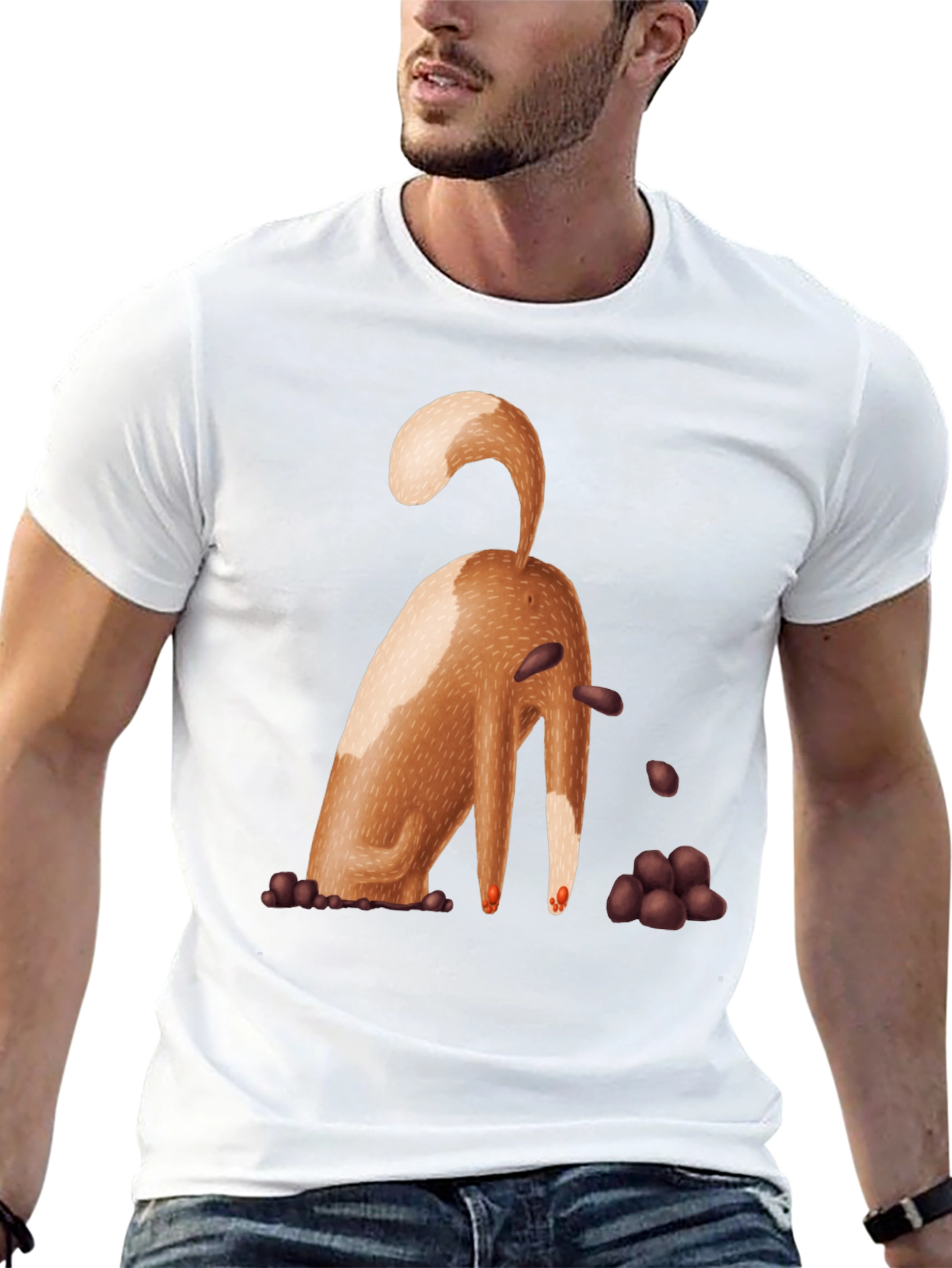 Funny Dog T-Shirt - Brown Puppy Digging Design