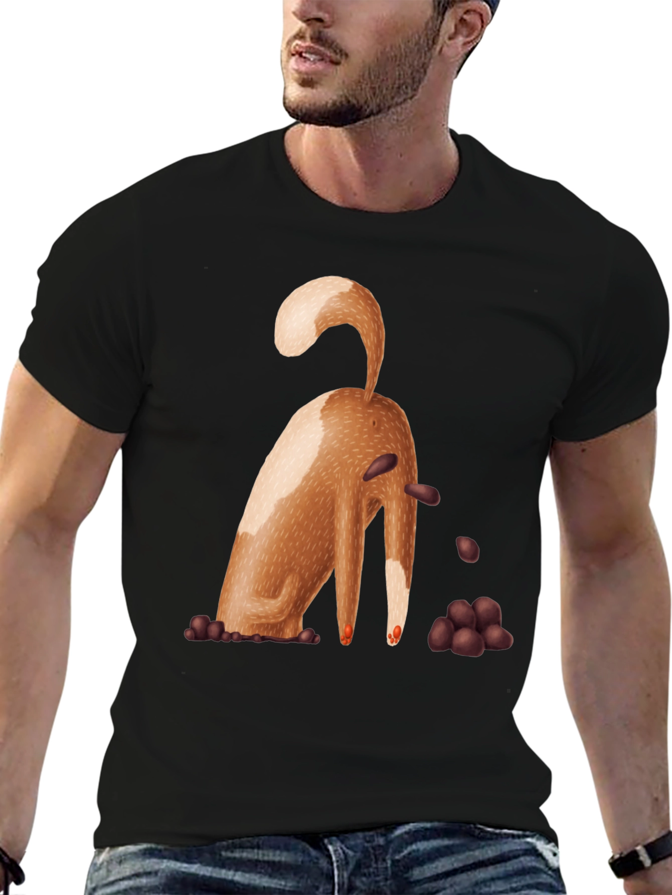 Funny Dog T-Shirt - Brown Puppy Digging Design