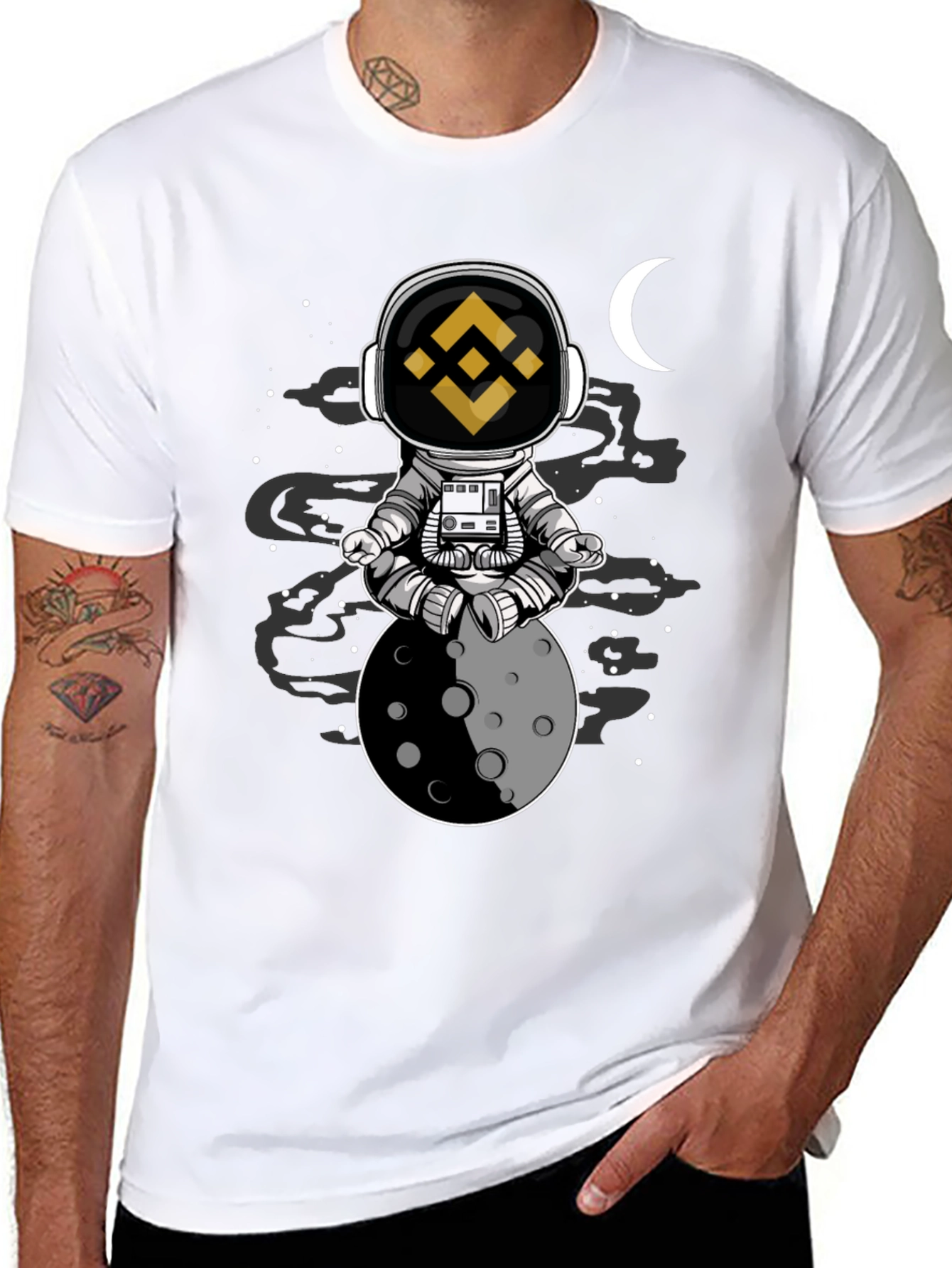 Binance Astronaut Moon T-Shirt - Crypto Fashion