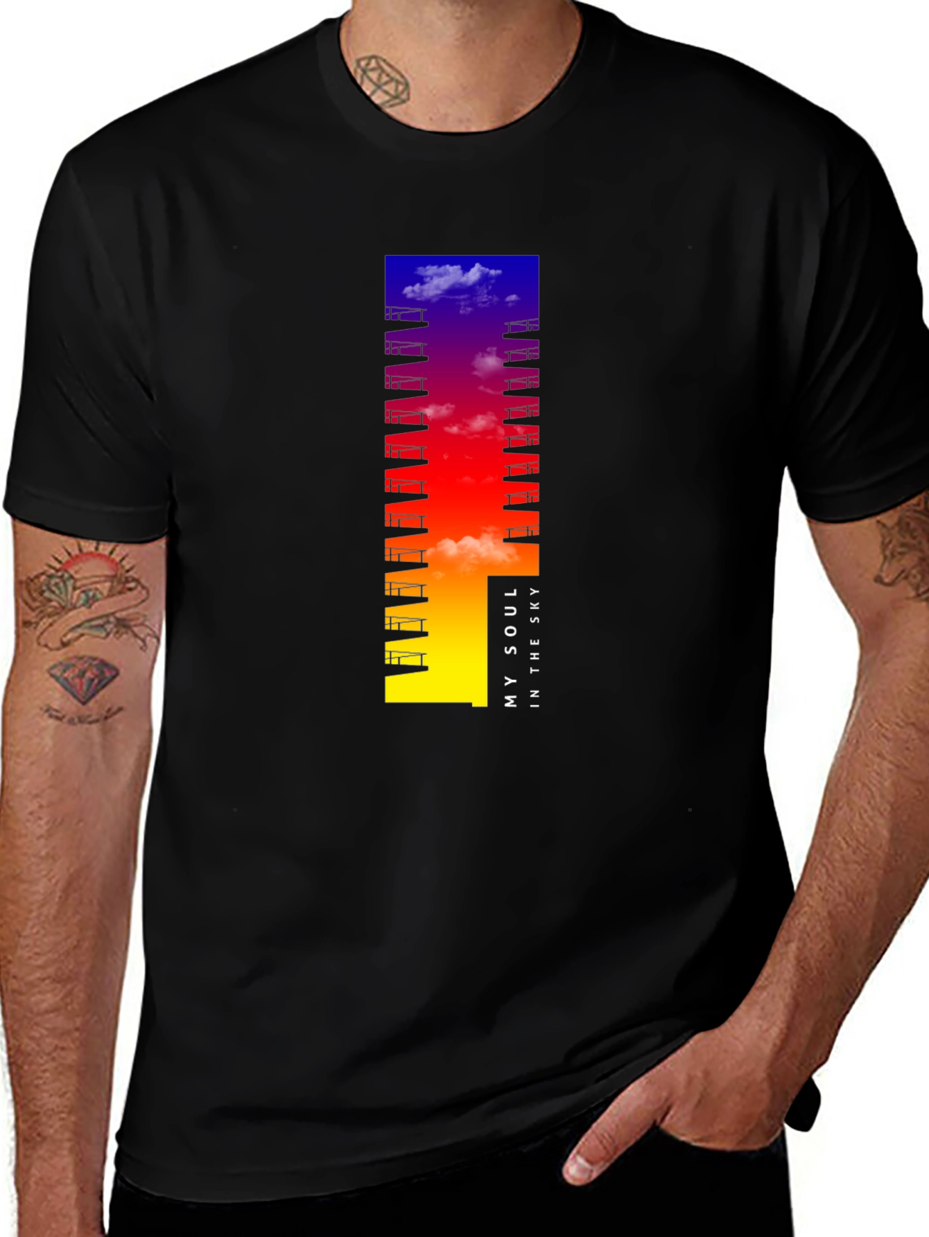 My Soul in the Sky Black Graphic T-Shirt