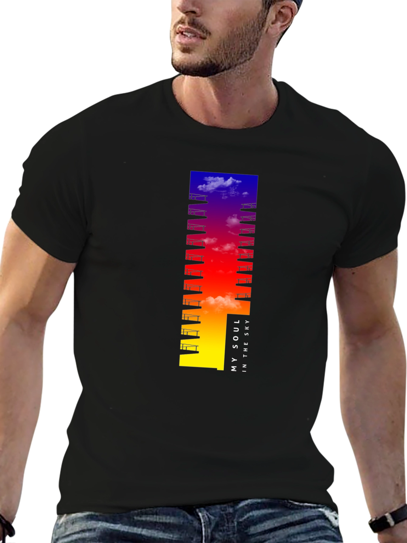 My Soul in the Sky Black Graphic T-Shirt