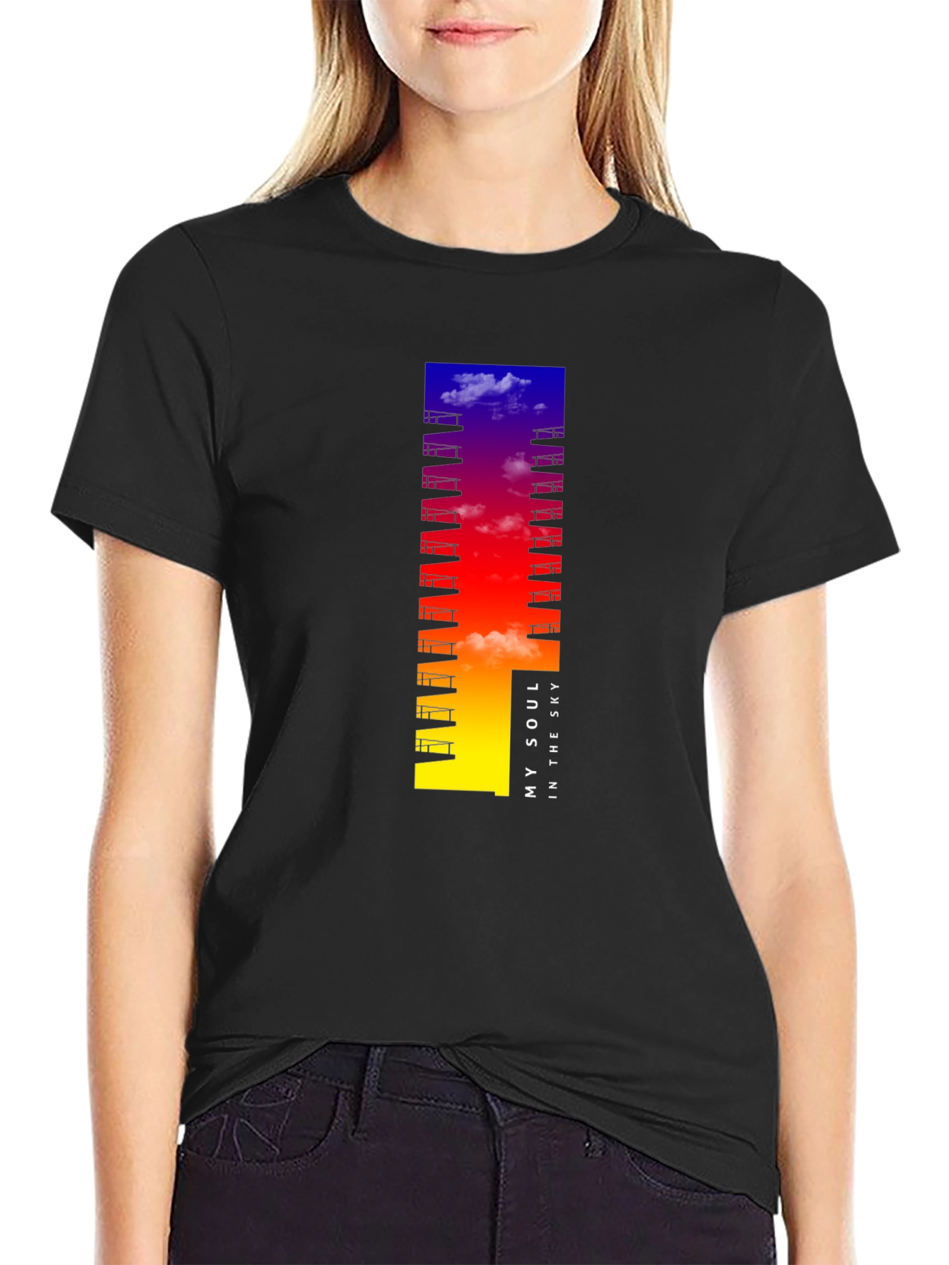 My Soul in the Sky Black Graphic T-Shirt