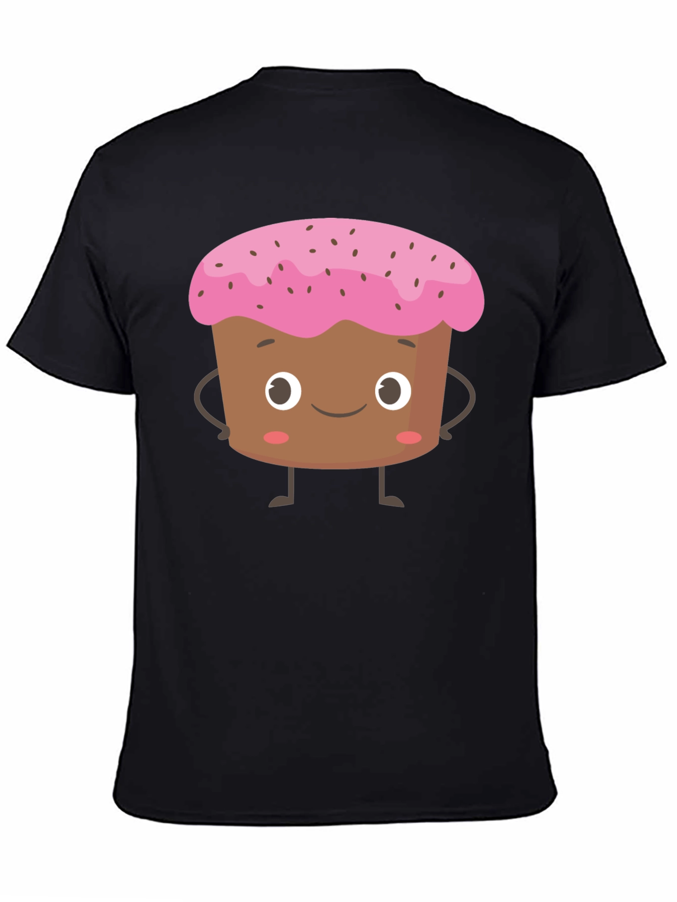 Cute Cartoon Cupcake Black T-Shirt