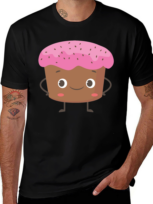 Cute Cartoon Cupcake Black T-Shirt