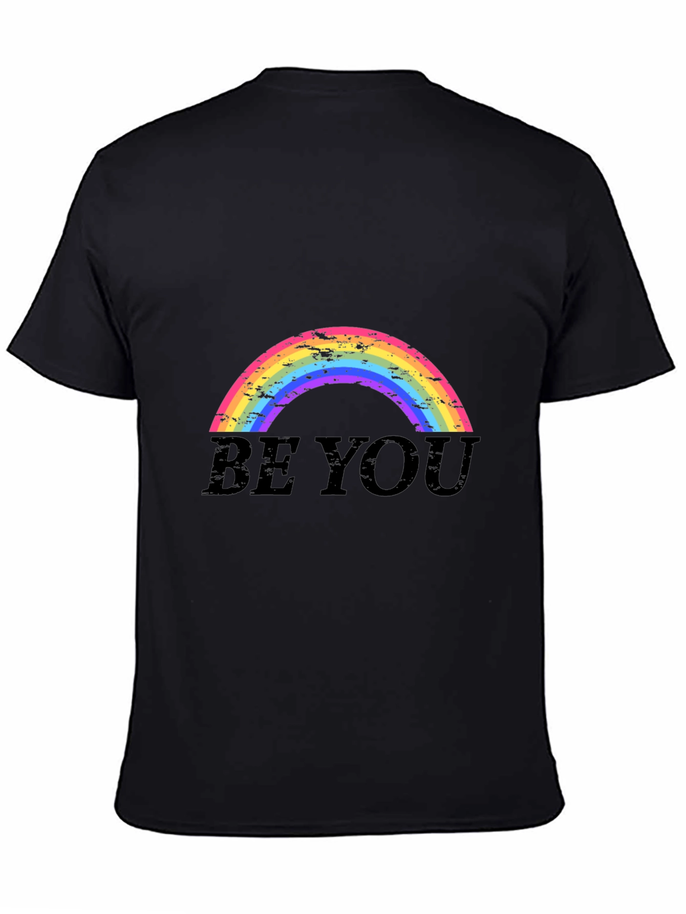 Be You Rainbow Graphic Tee - Black Cotton Shirt