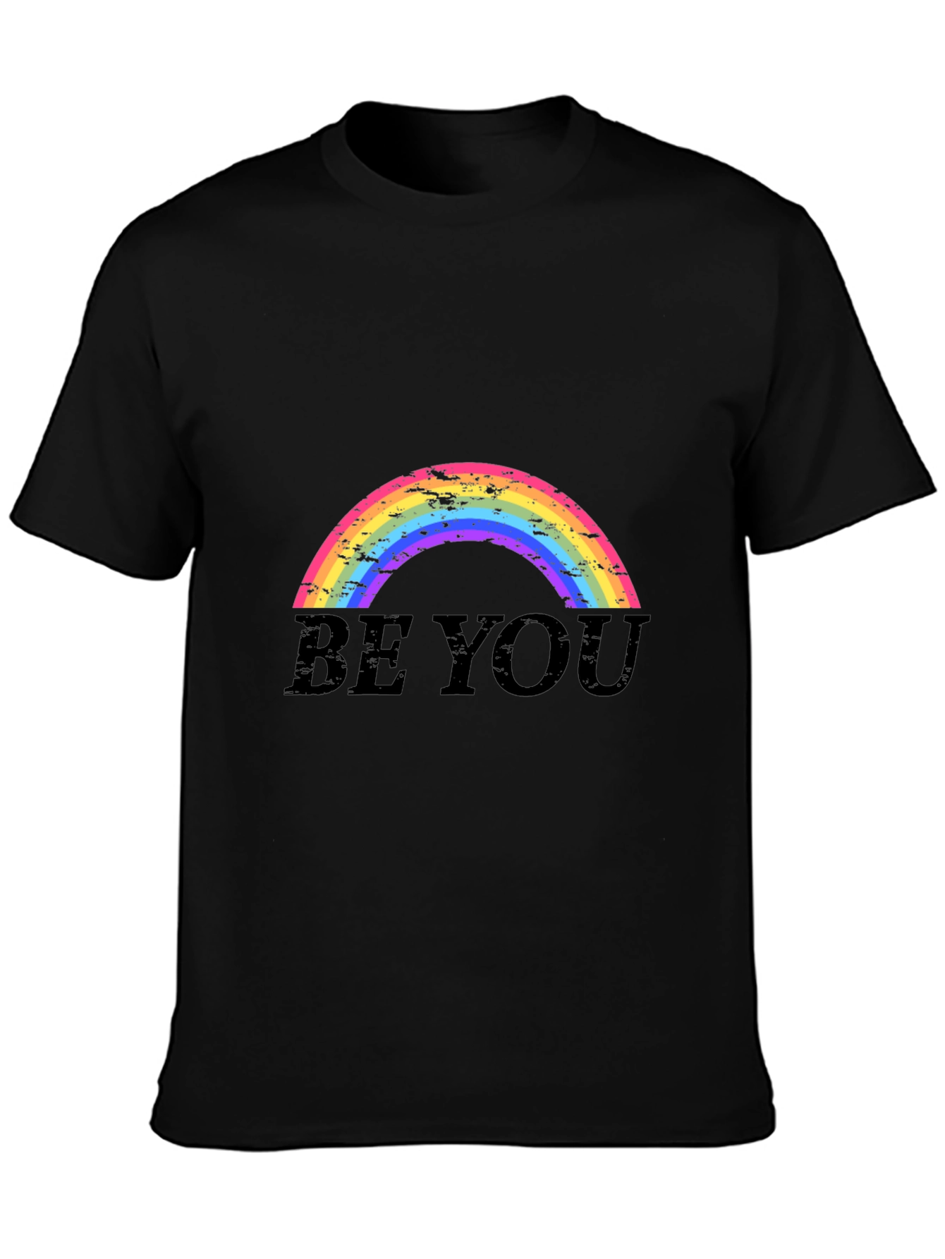 Be You Rainbow Graphic Tee - Black Cotton Shirt