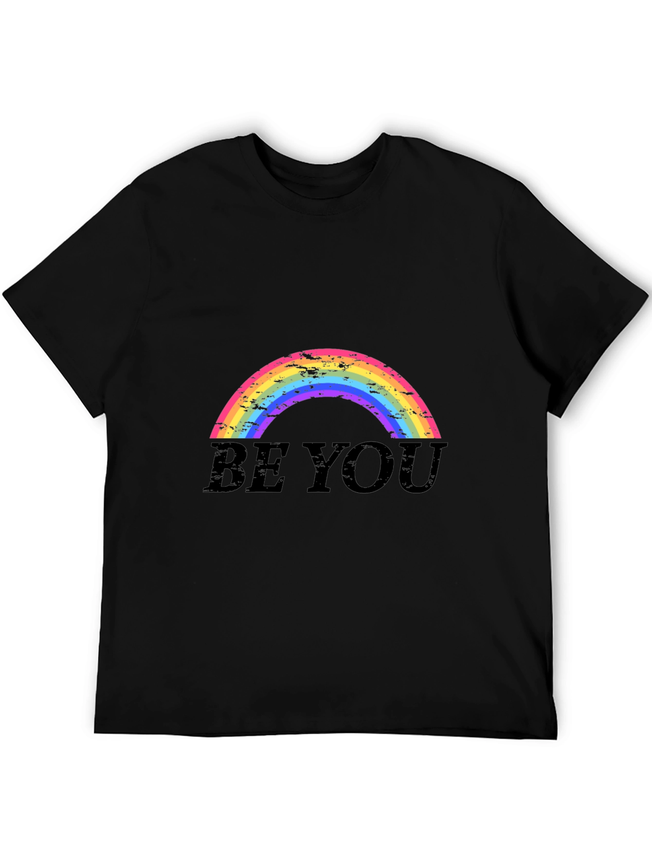 Be You Rainbow Graphic Tee - Black Cotton Shirt