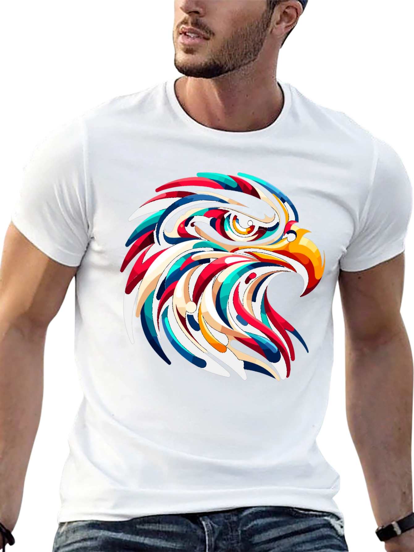 Eagle Head Graphic Print Black T-Shirt