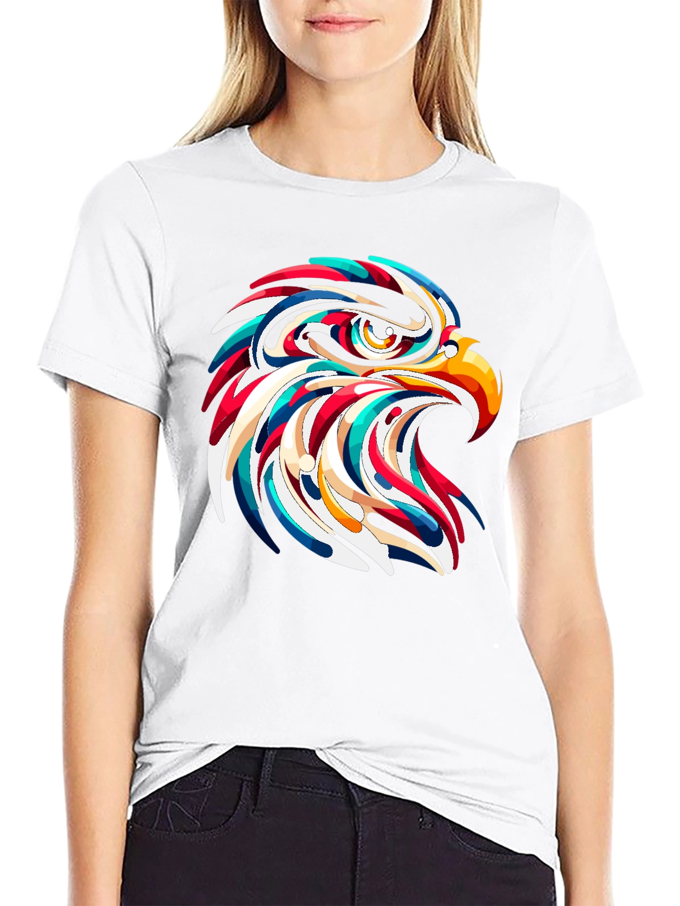 Eagle Head Graphic Print Black T-Shirt
