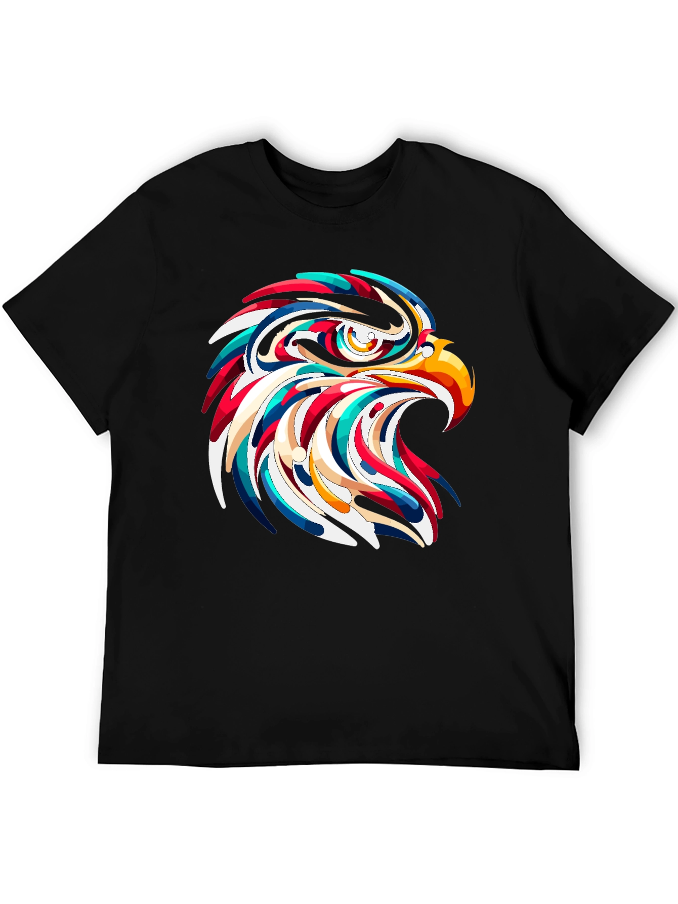 Eagle Head Graphic Print Black T-Shirt