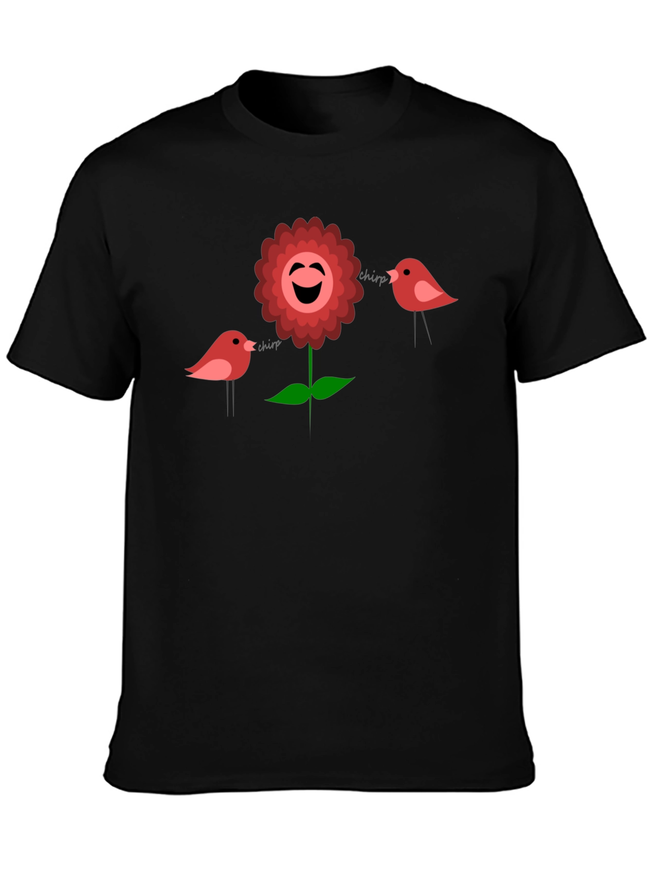 Cheerful Flower & Birds Graphic Tee