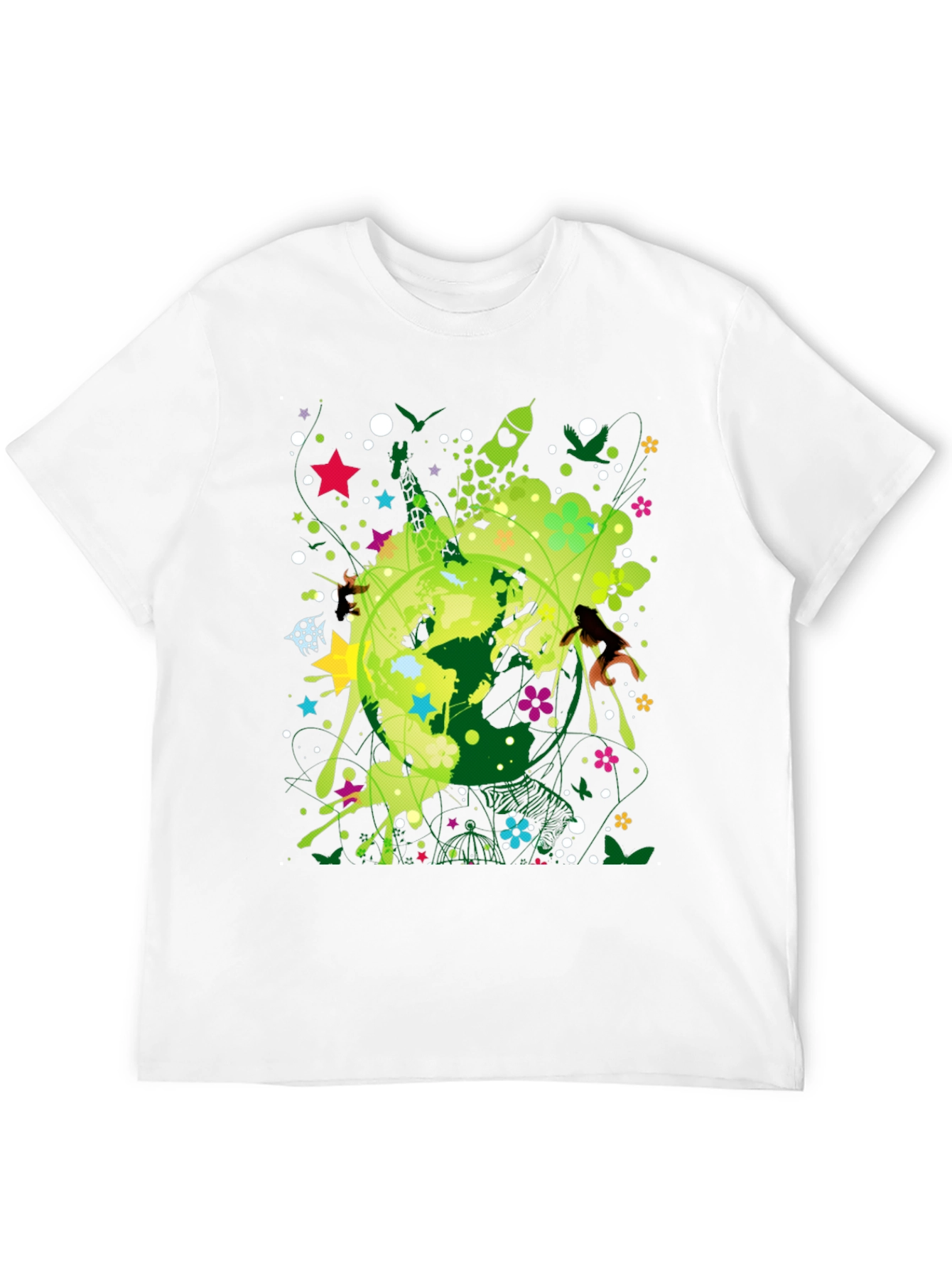 Abstract Earth Graphic Black T-Shirt