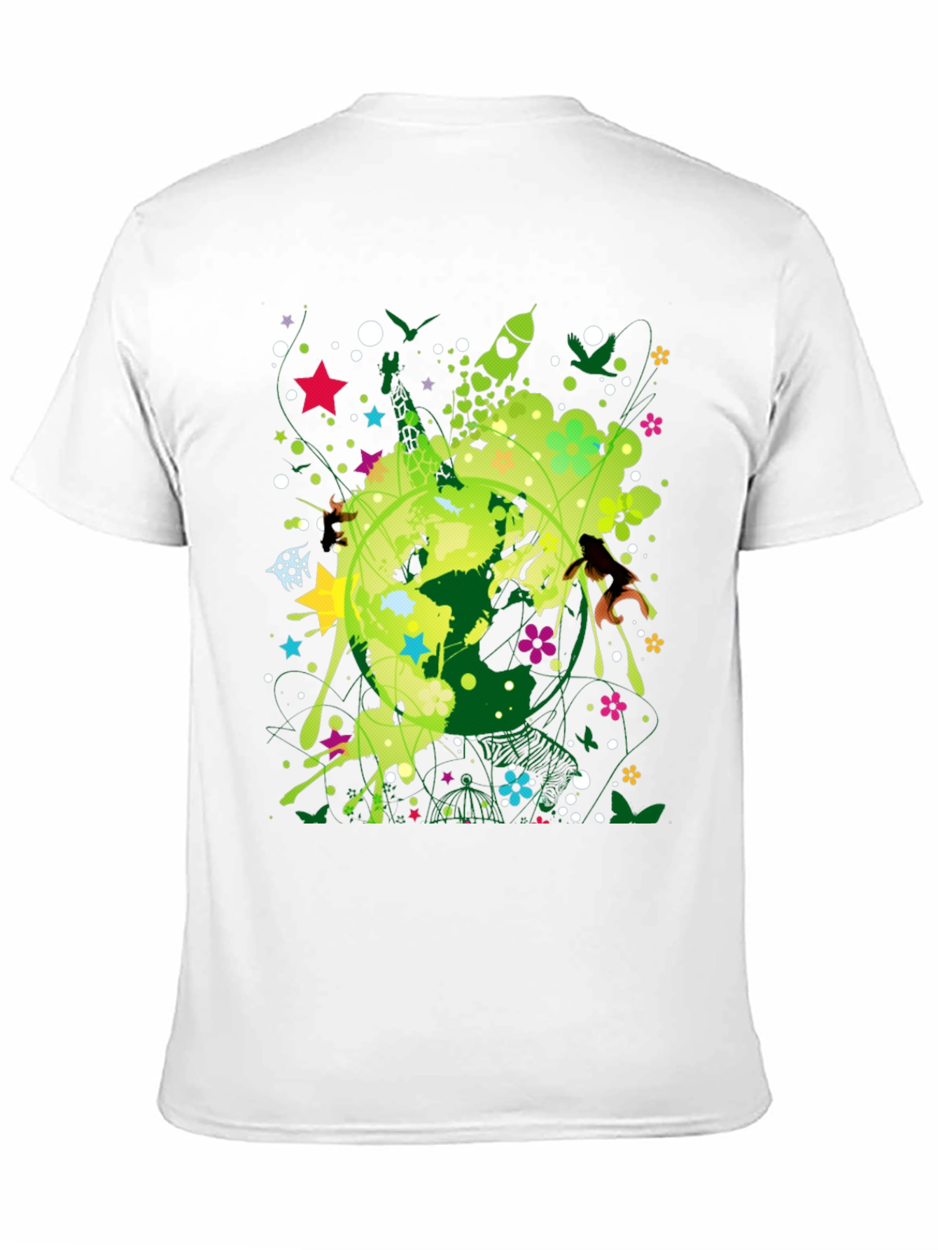 Abstract Earth Graphic Black T-Shirt