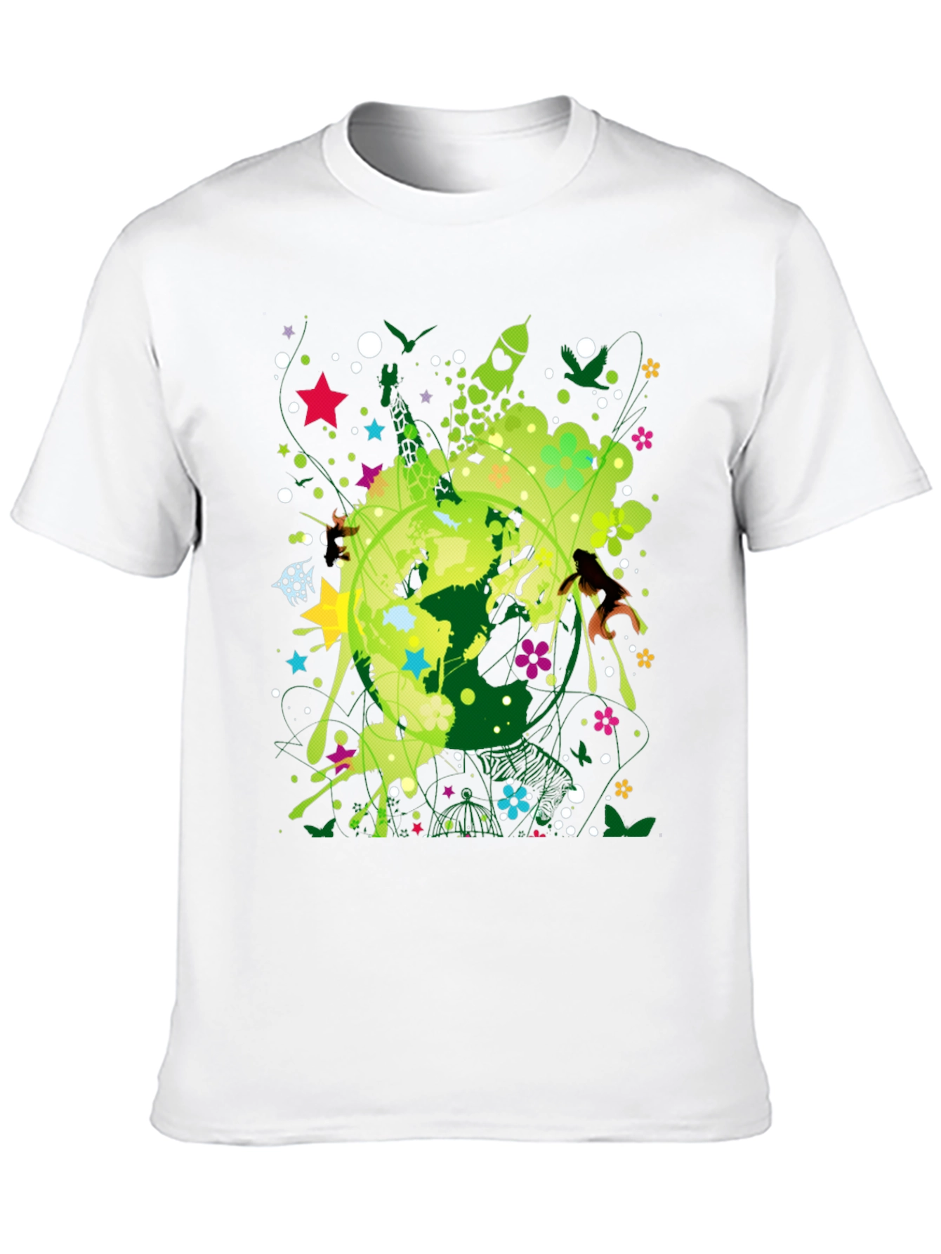 Abstract Earth Graphic Black T-Shirt