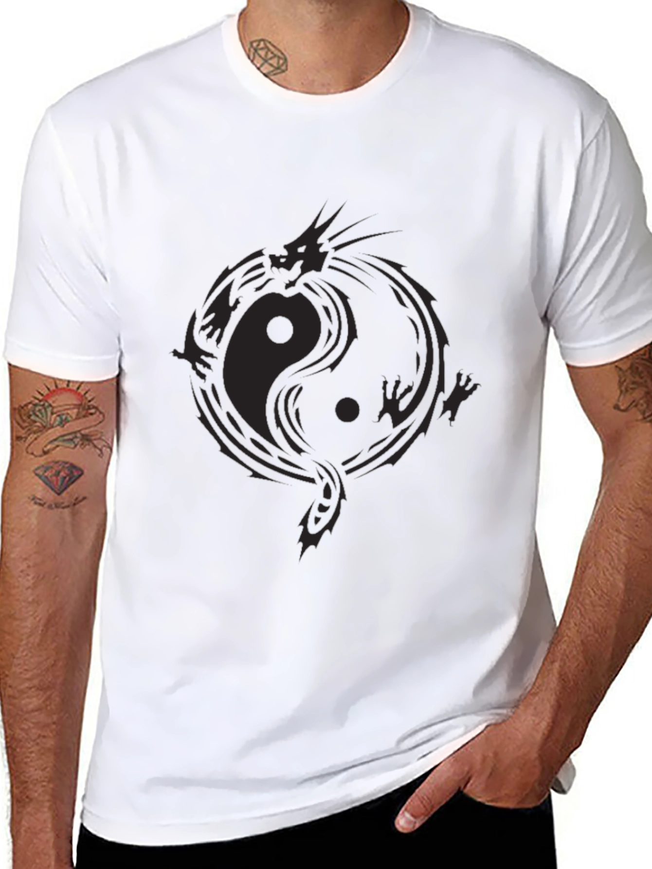 Yin Yang Dragon Black T-Shirt