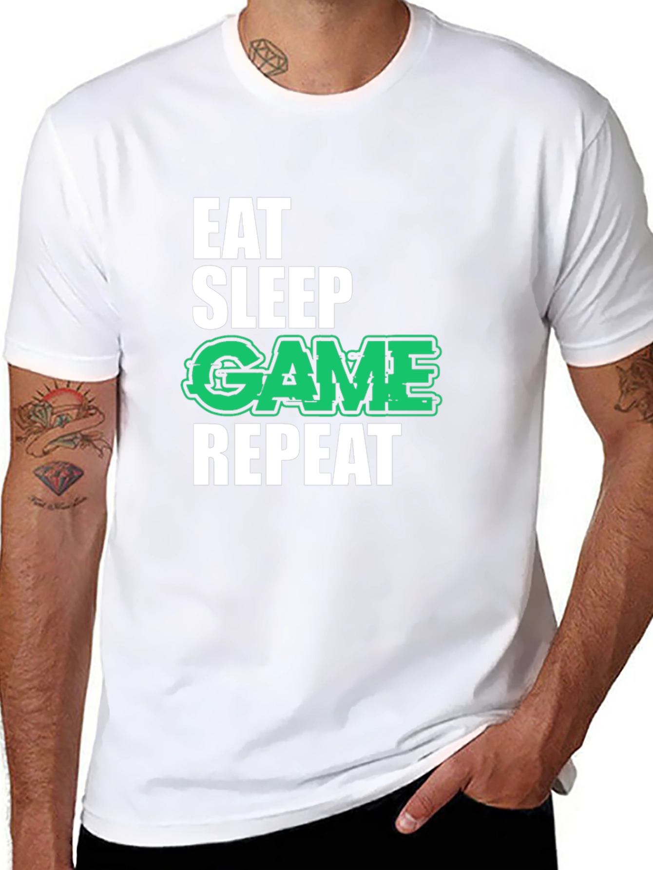 Eat Sleep Game Repeat Black T-Shirt