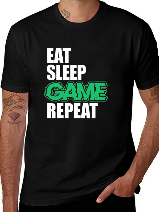 Eat Sleep Game Repeat Black T-Shirt