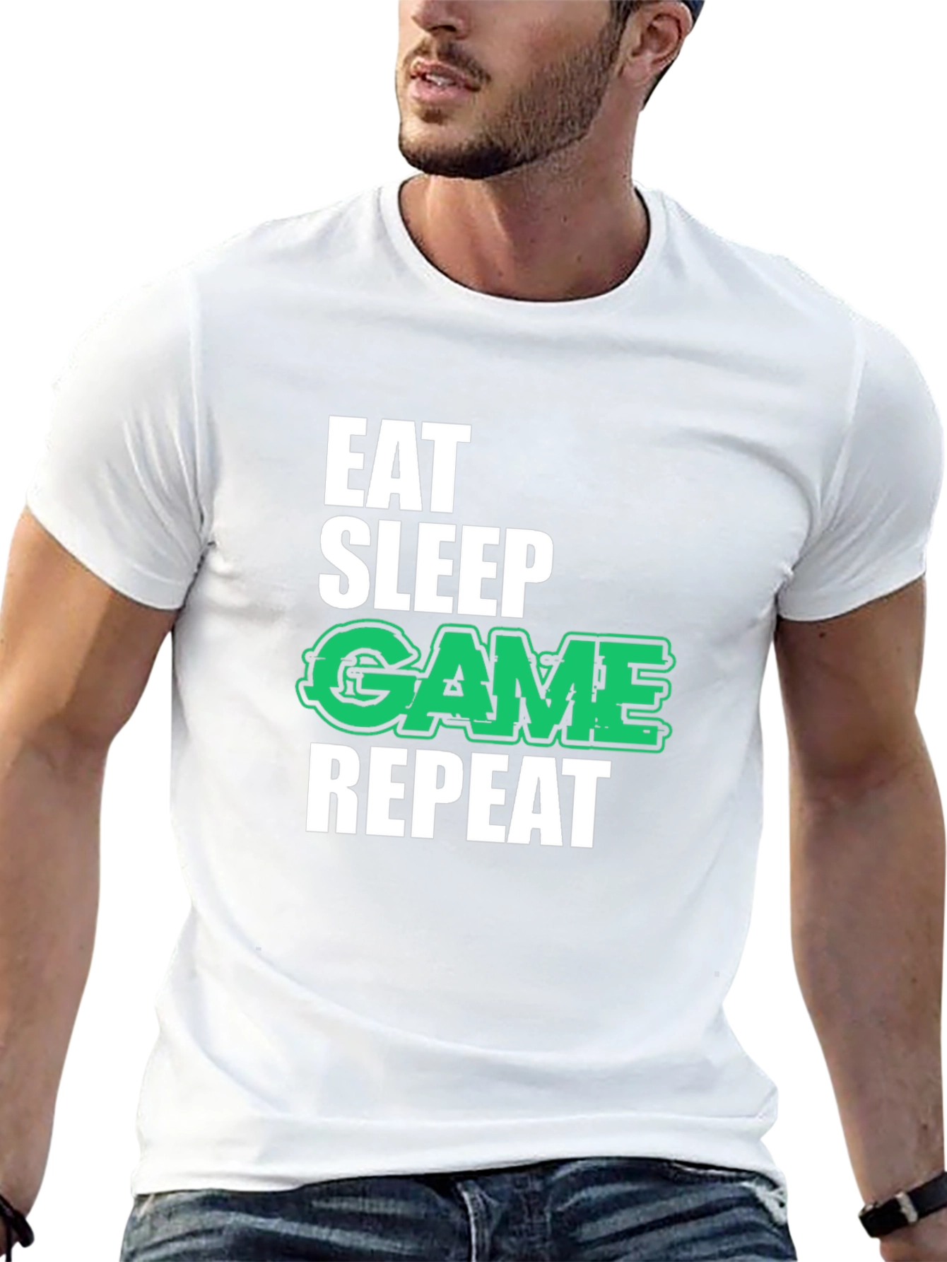 Eat Sleep Game Repeat Black T-Shirt
