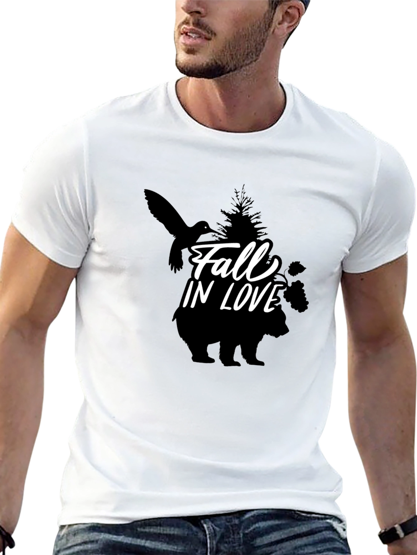 Fall in Love Graphic Black T-Shirt