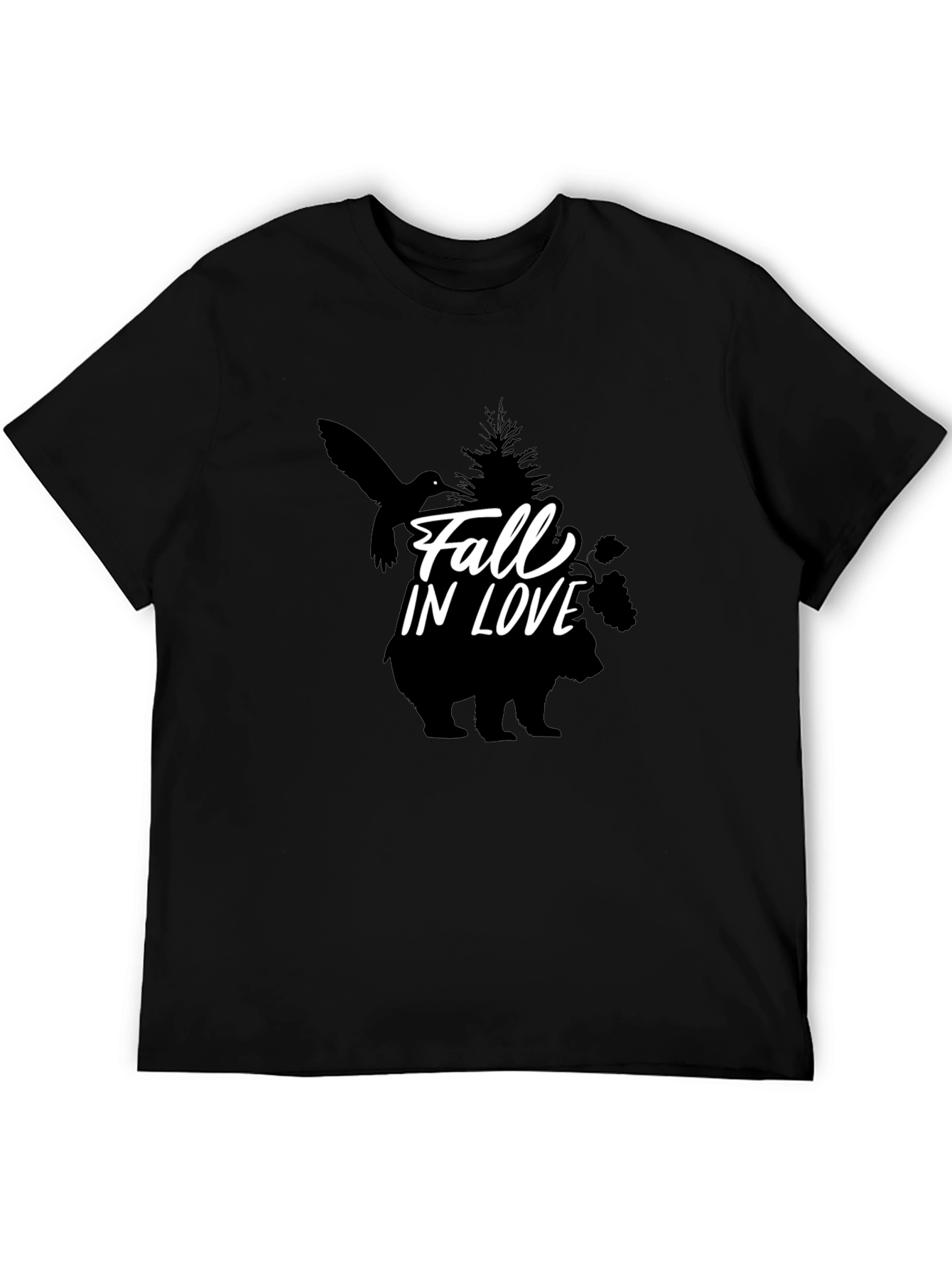 Fall in Love Graphic Black T-Shirt