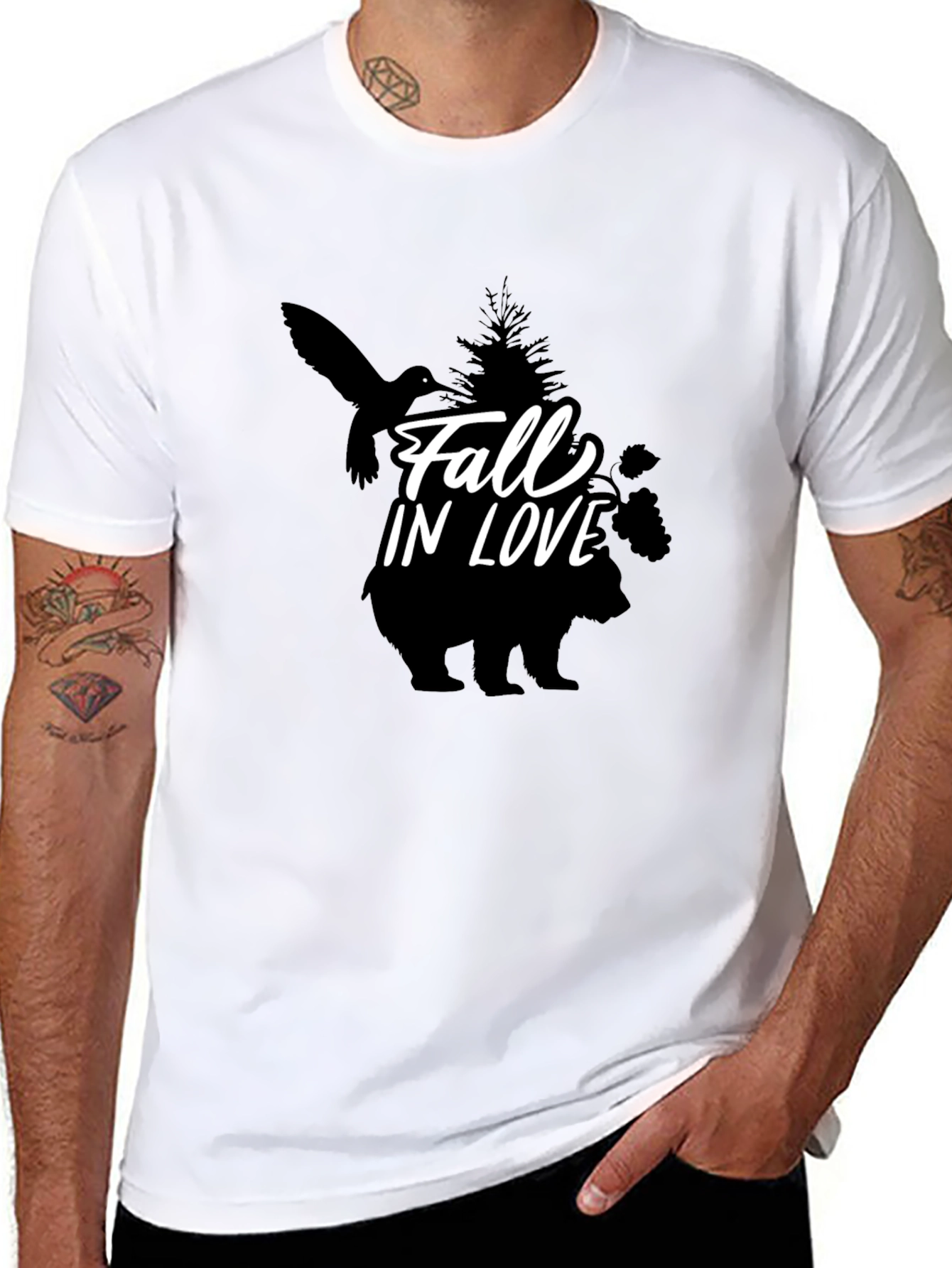 Fall in Love Graphic Black T-Shirt