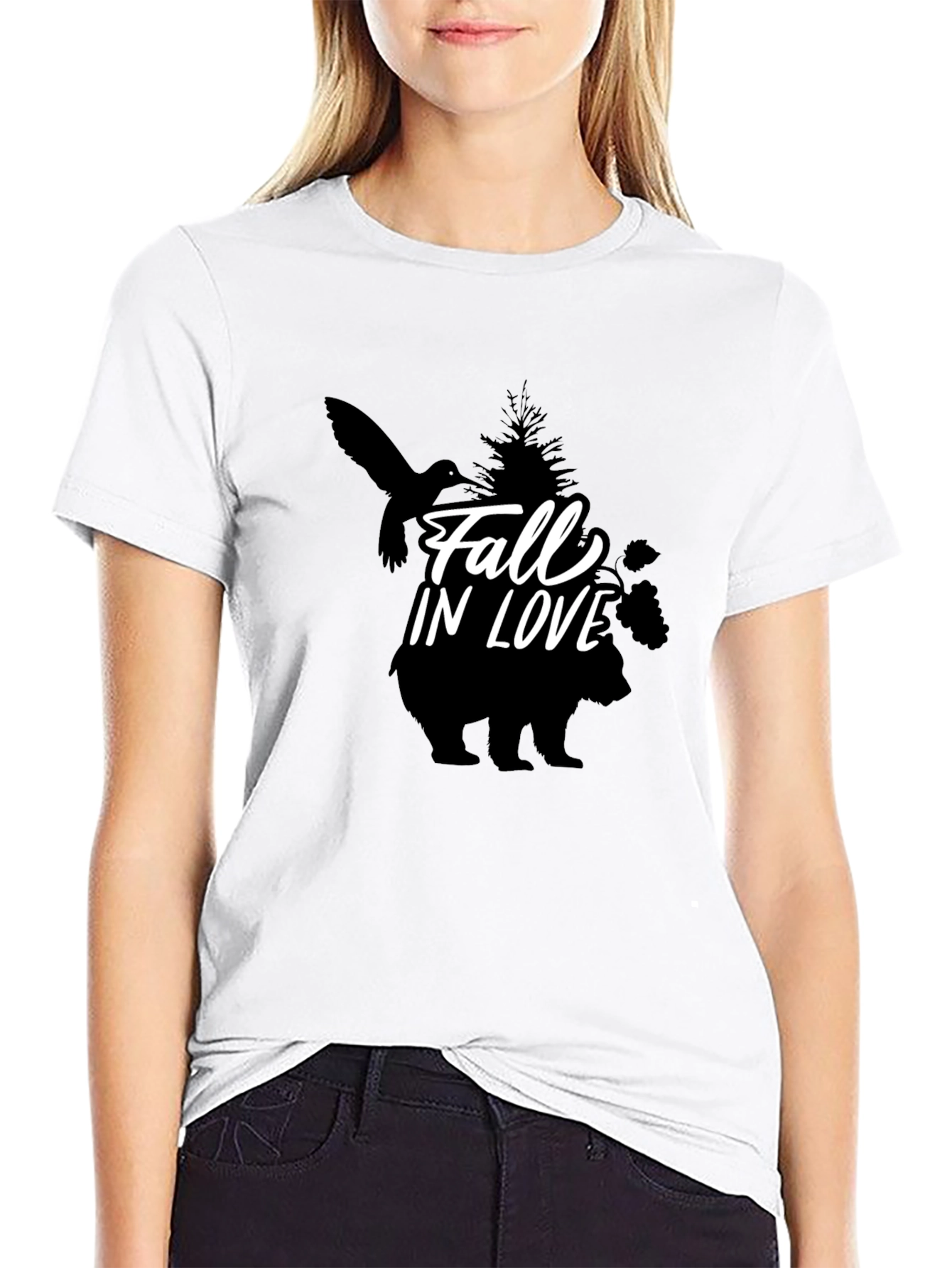 Fall in Love Graphic Black T-Shirt