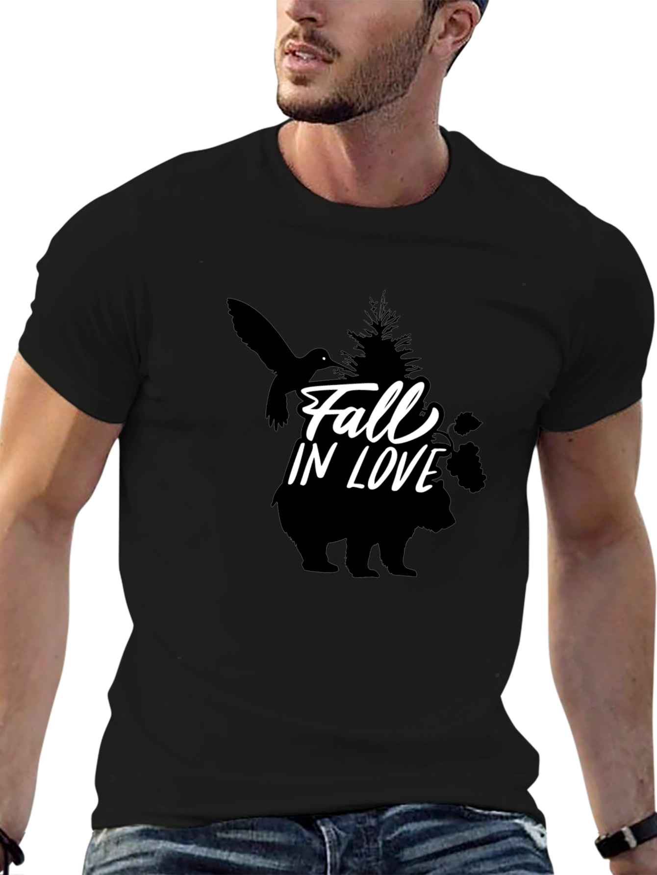 Fall in Love Graphic Black T-Shirt